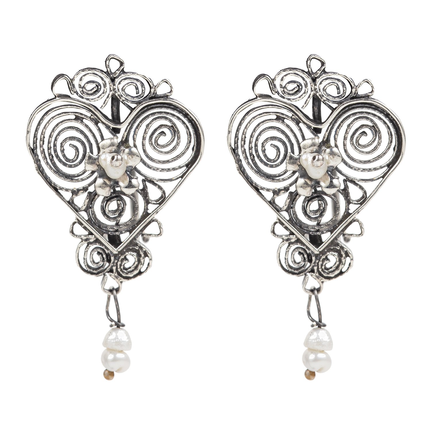 925 Sterling Silver Teardrop Earrings With Filigree Design and Garnet  Stones, Jewelry | Judaica Webstore