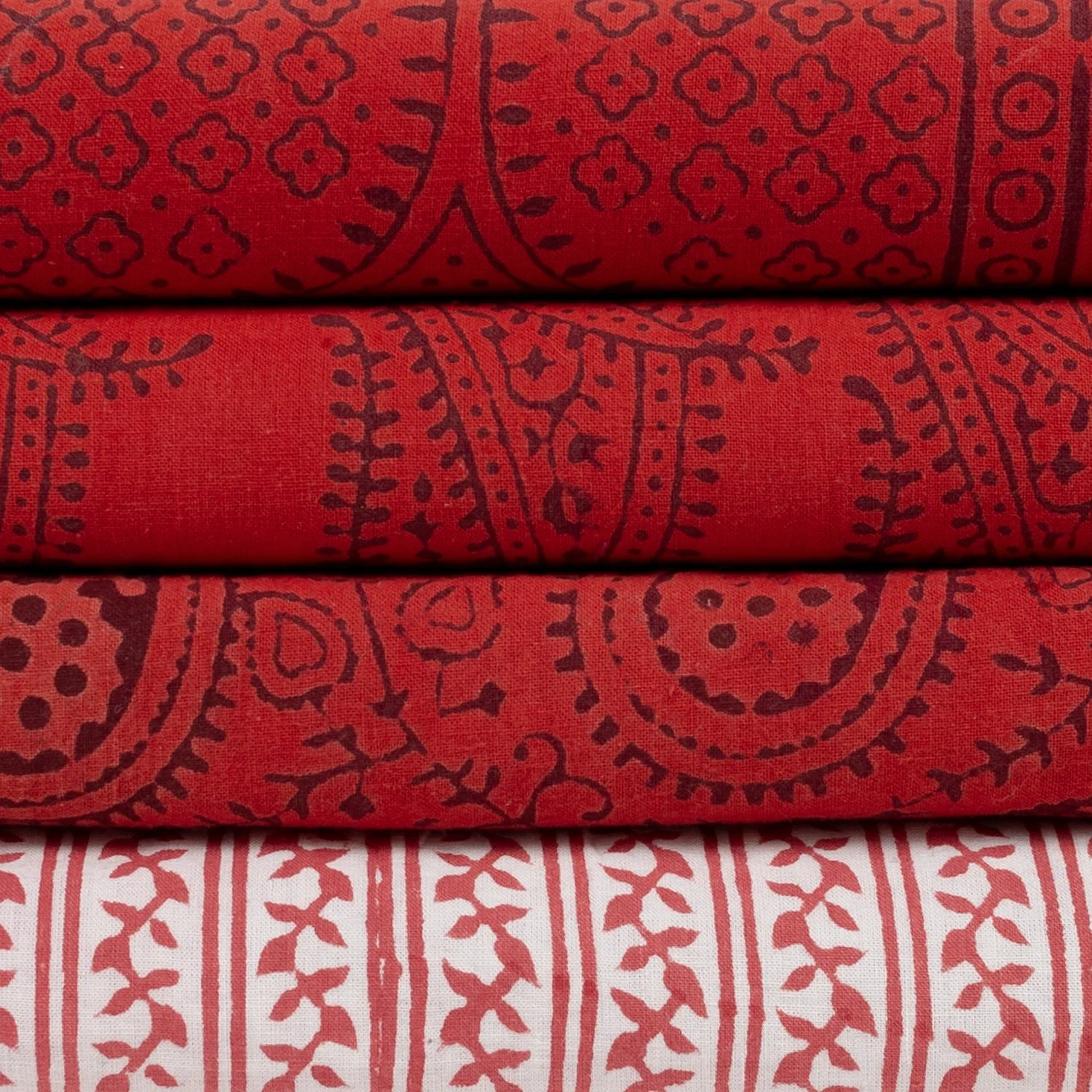 Blockprint Fabric, Reds