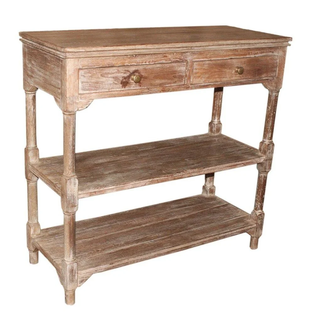 Teak Entry Table, Whitewash
