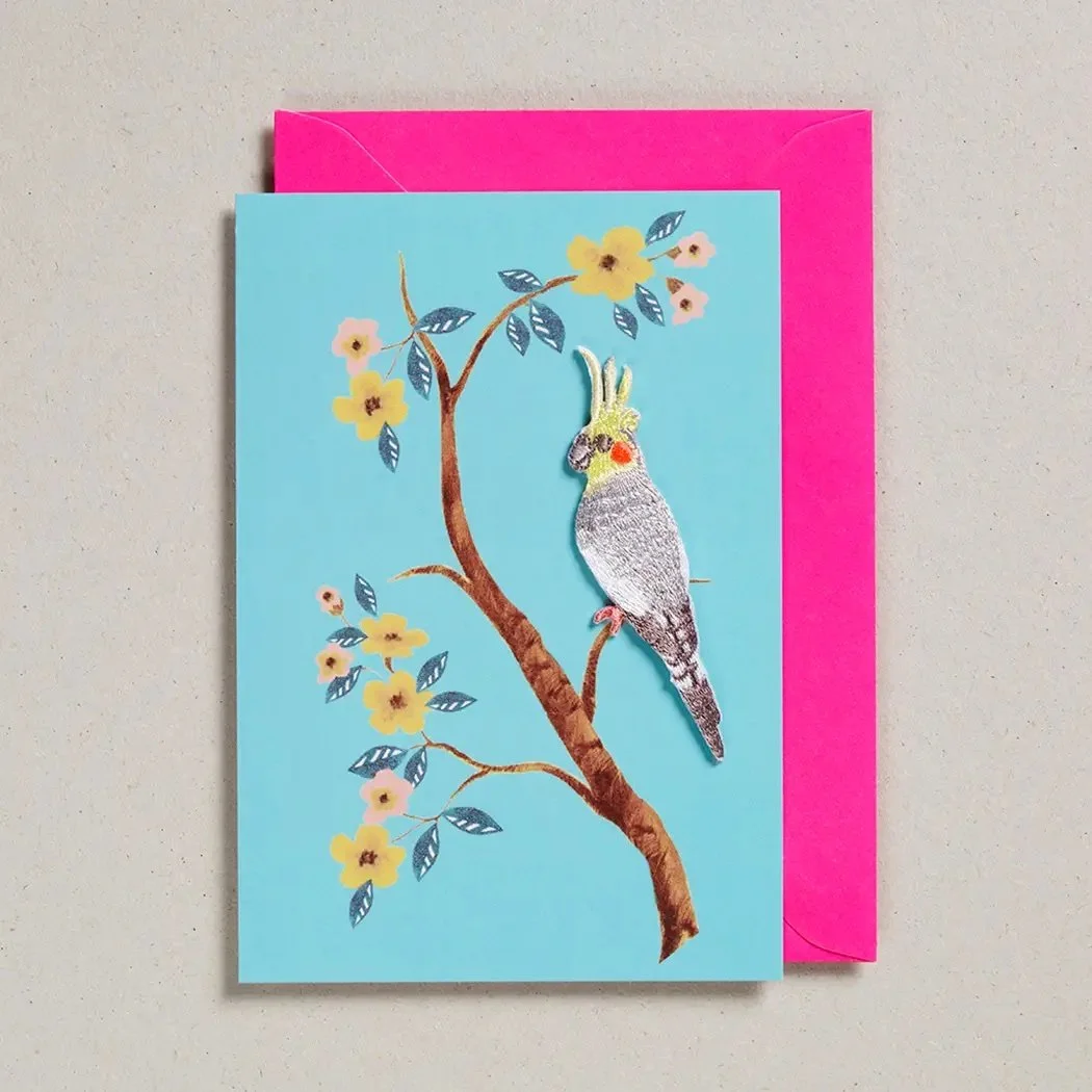 Embroidered Greeting Card, Cockatiel