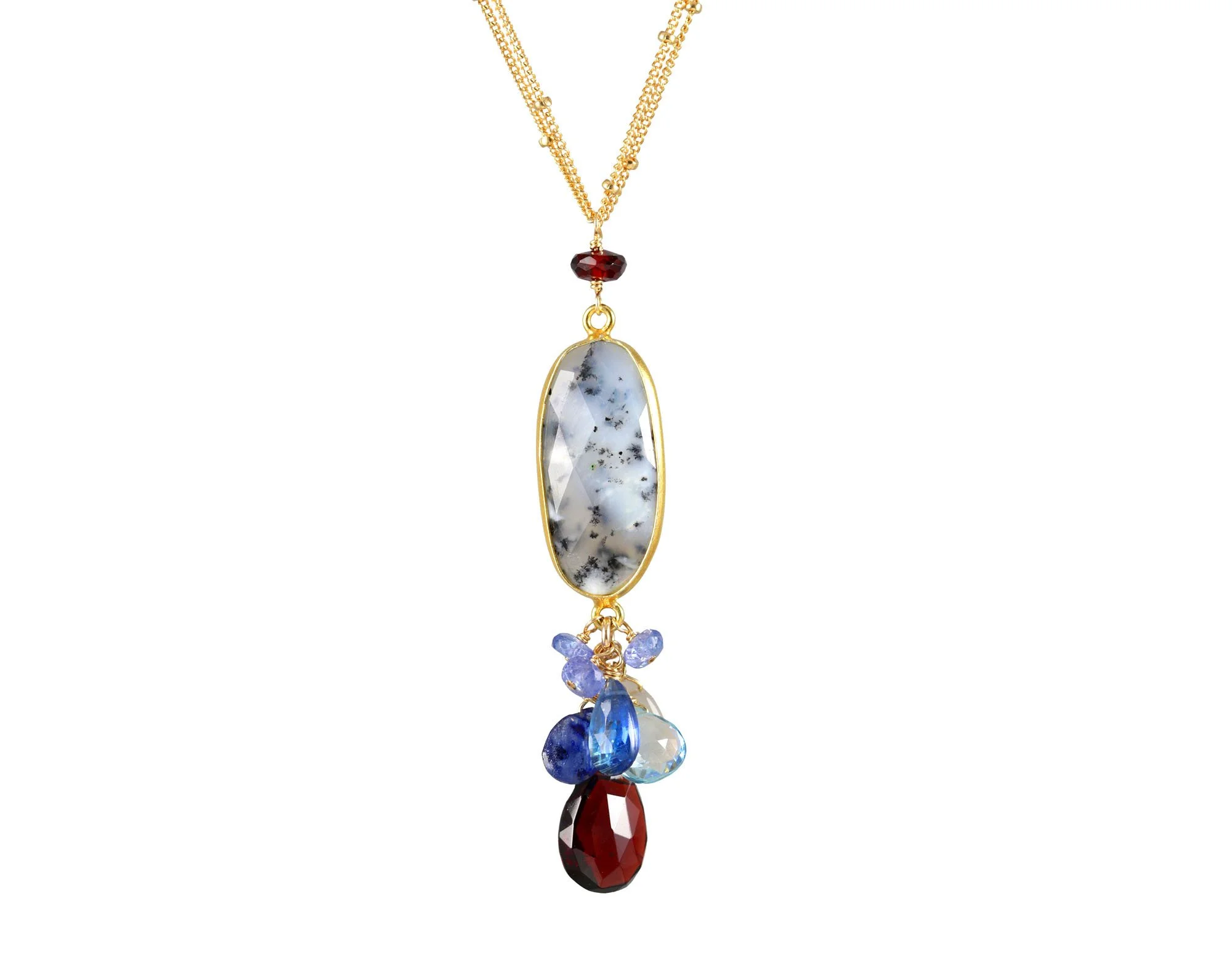 Gemstone cluster necklace by Alicia Van Fleteren
