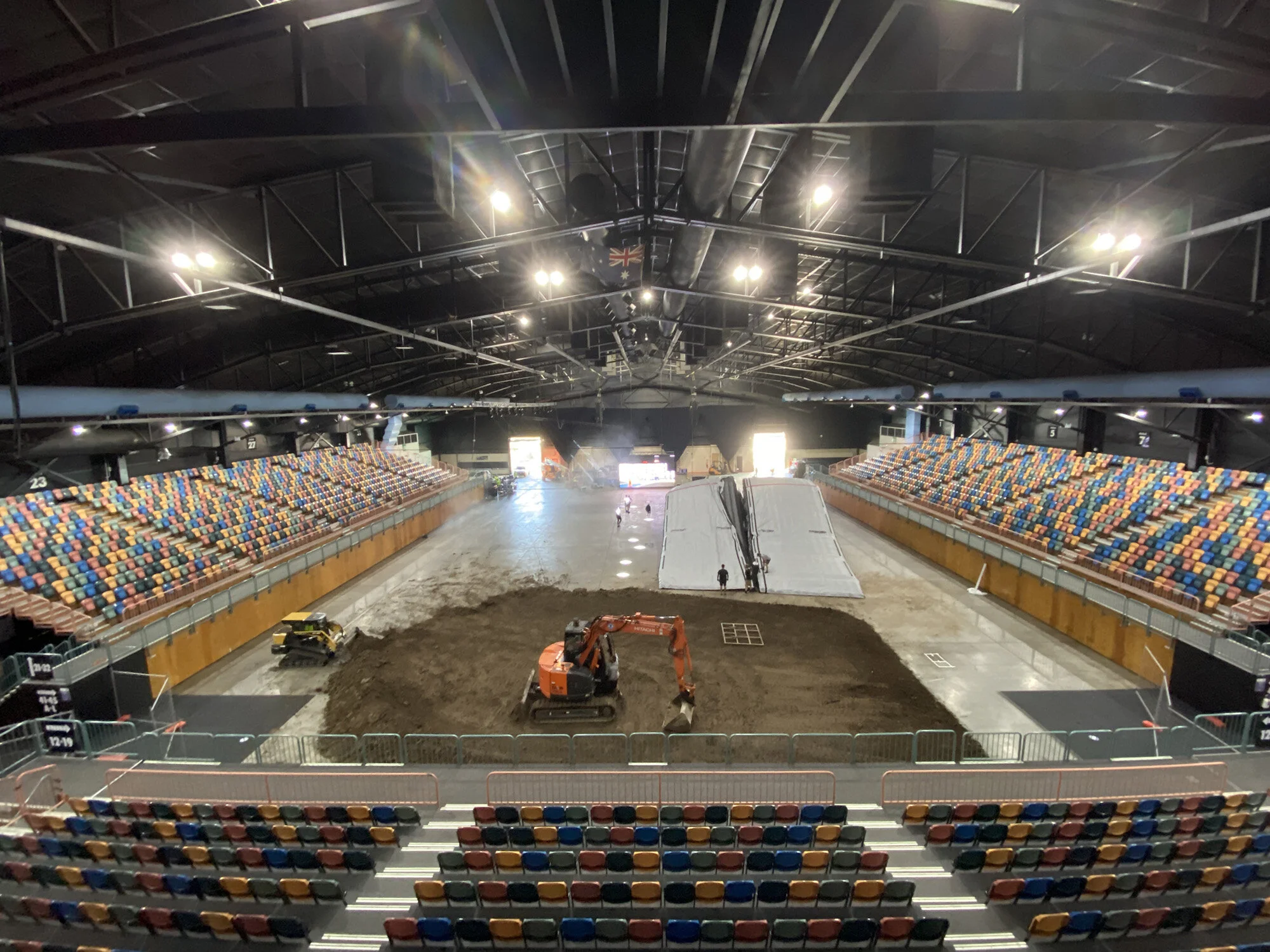 Sports Entertainment Event Preparation with Forefront Productions at Newcastle Entertainment Centre