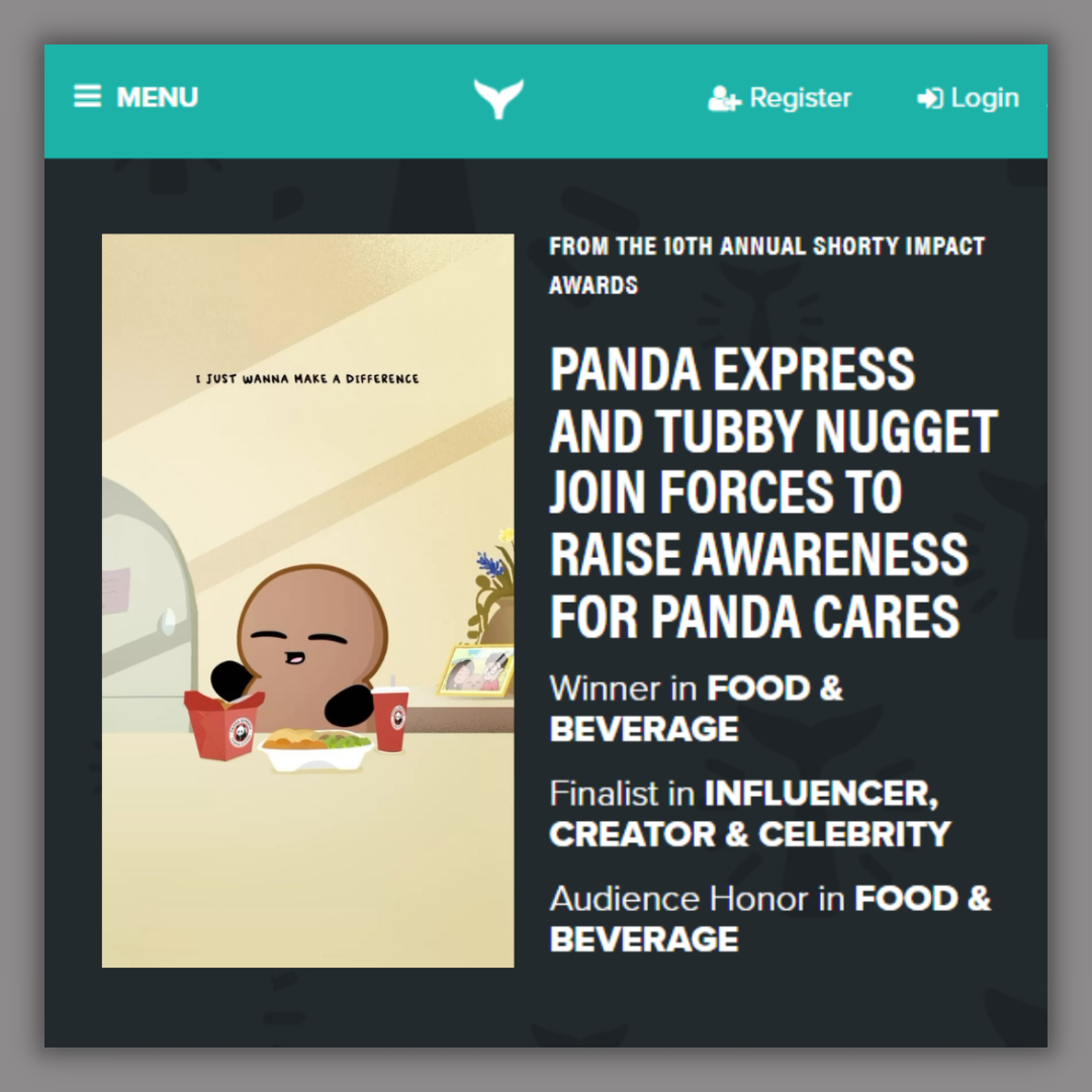 Tubby Nugget Wins at the 10th Shorty Impact Awards With Panda Express Collaboration