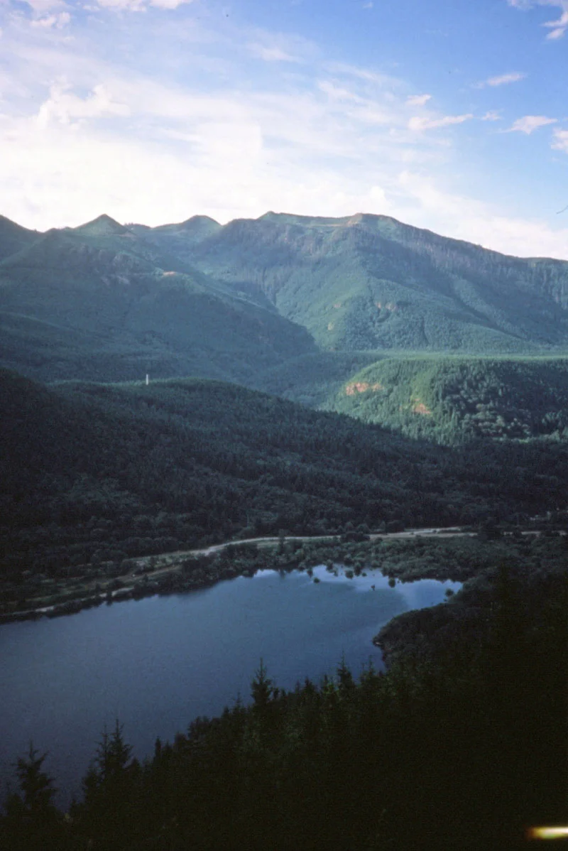 Rattlesnake Lake from the ledge above. Photo taken during the during the historic Mountains to Sound Hike in July, 1990.