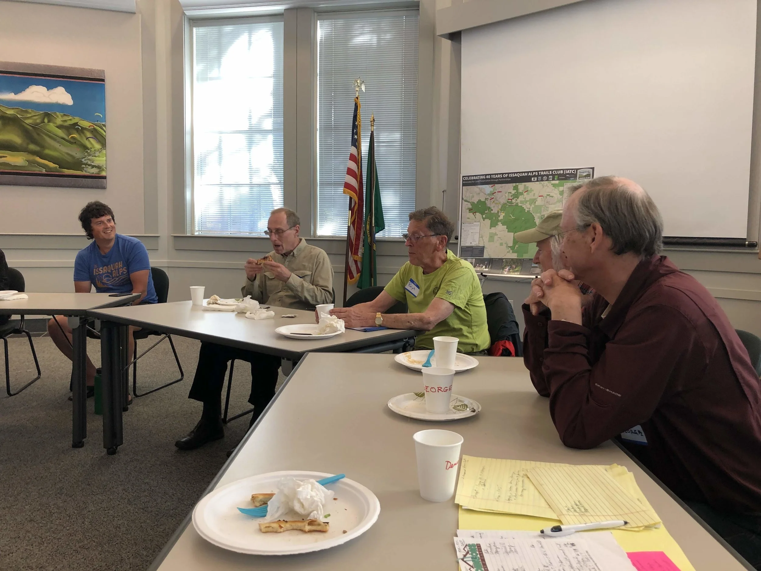 Hike Leaders discuss upcoming hikes, and strategize ways to involve new Hike Leaders in the program.