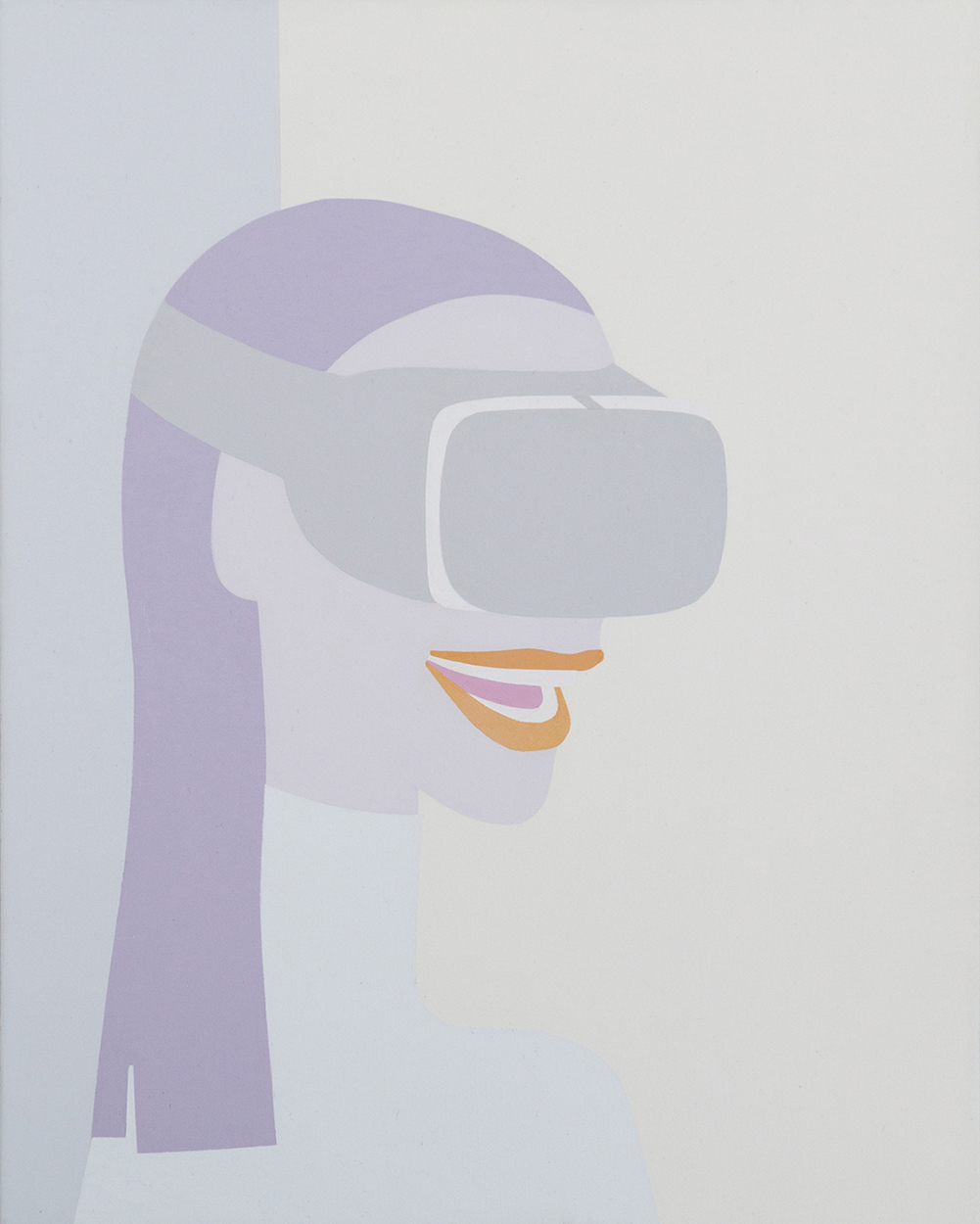   Girl Watching VR,   2018,    New Tech Girls series  ,  acrylic on canvas,   20 x 16 in / 50,8 x 40,6 cm  016-ntg   