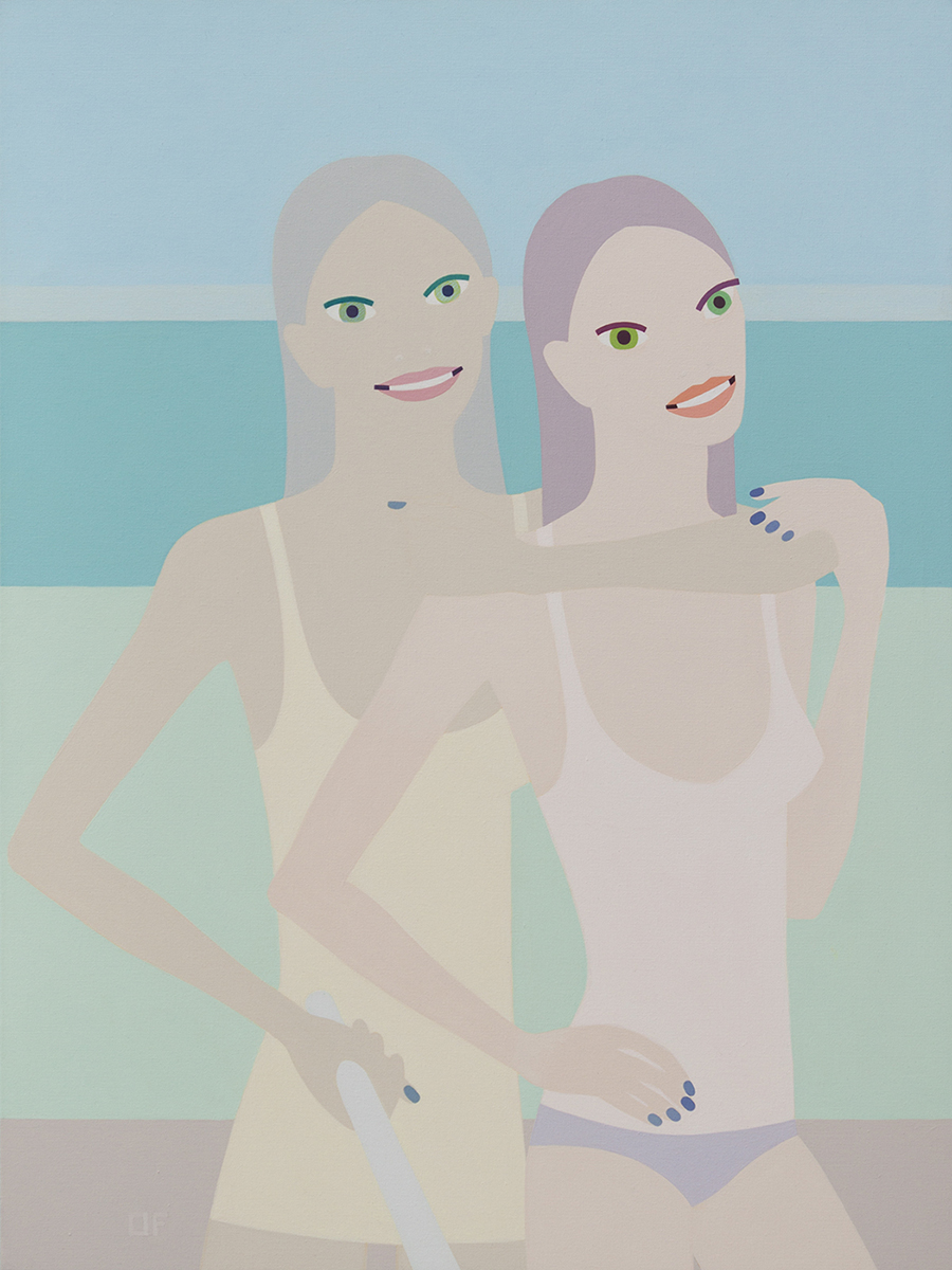 Girls Taking Selfie On The Beach, 2017acrylic on canvas, 48 x 36 in (122 x 91,4 cm)