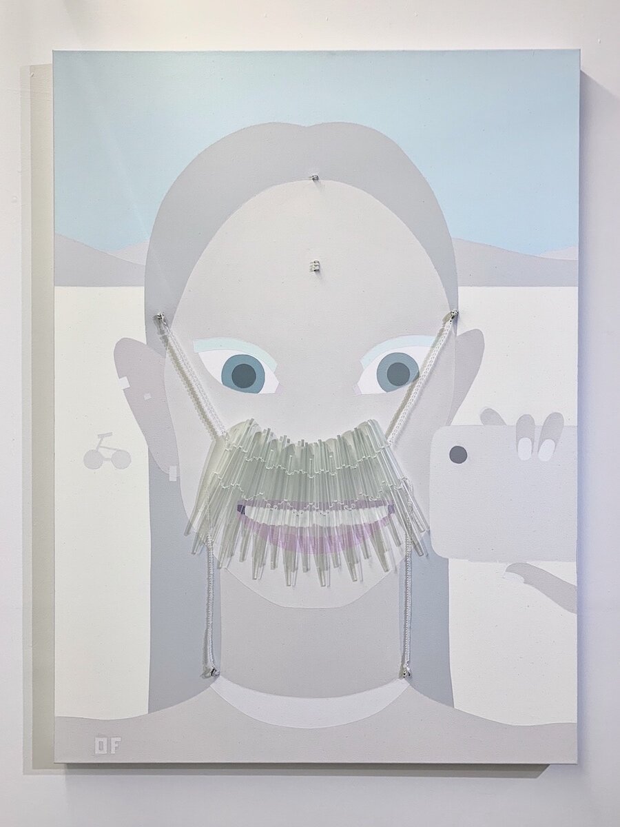 Olga Feshina, Selfie with Mask, 2020  acrylic on canvas,   40 x 30 inch / 101.6 x 76 cm  033-ntg (Selfie without Mask)   
