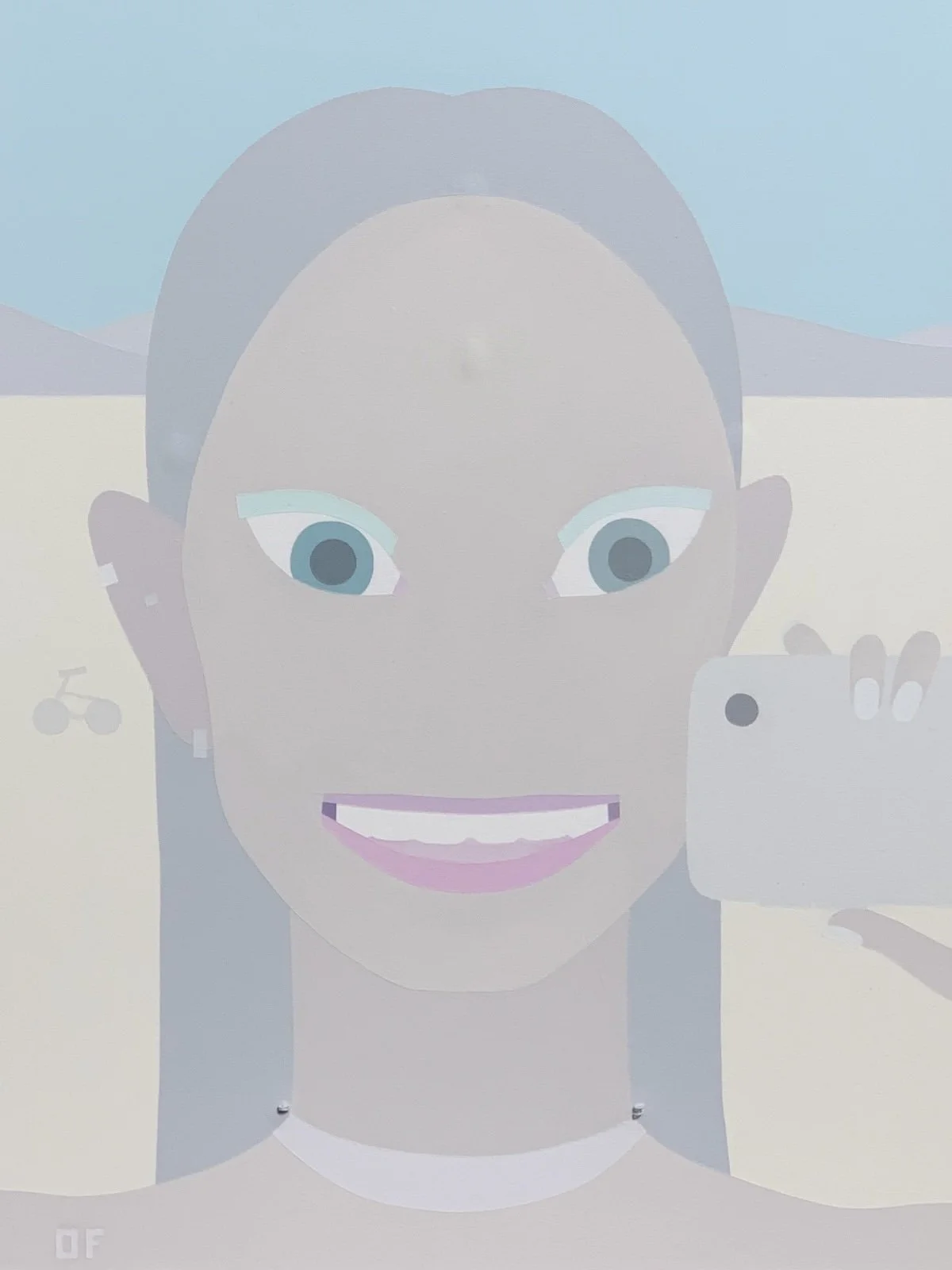   Selfie without Mask , 2020,    New Tech Girls series  ,  acrylic on canvas,   40 x 30 inch / 101.6 x 76 cm   