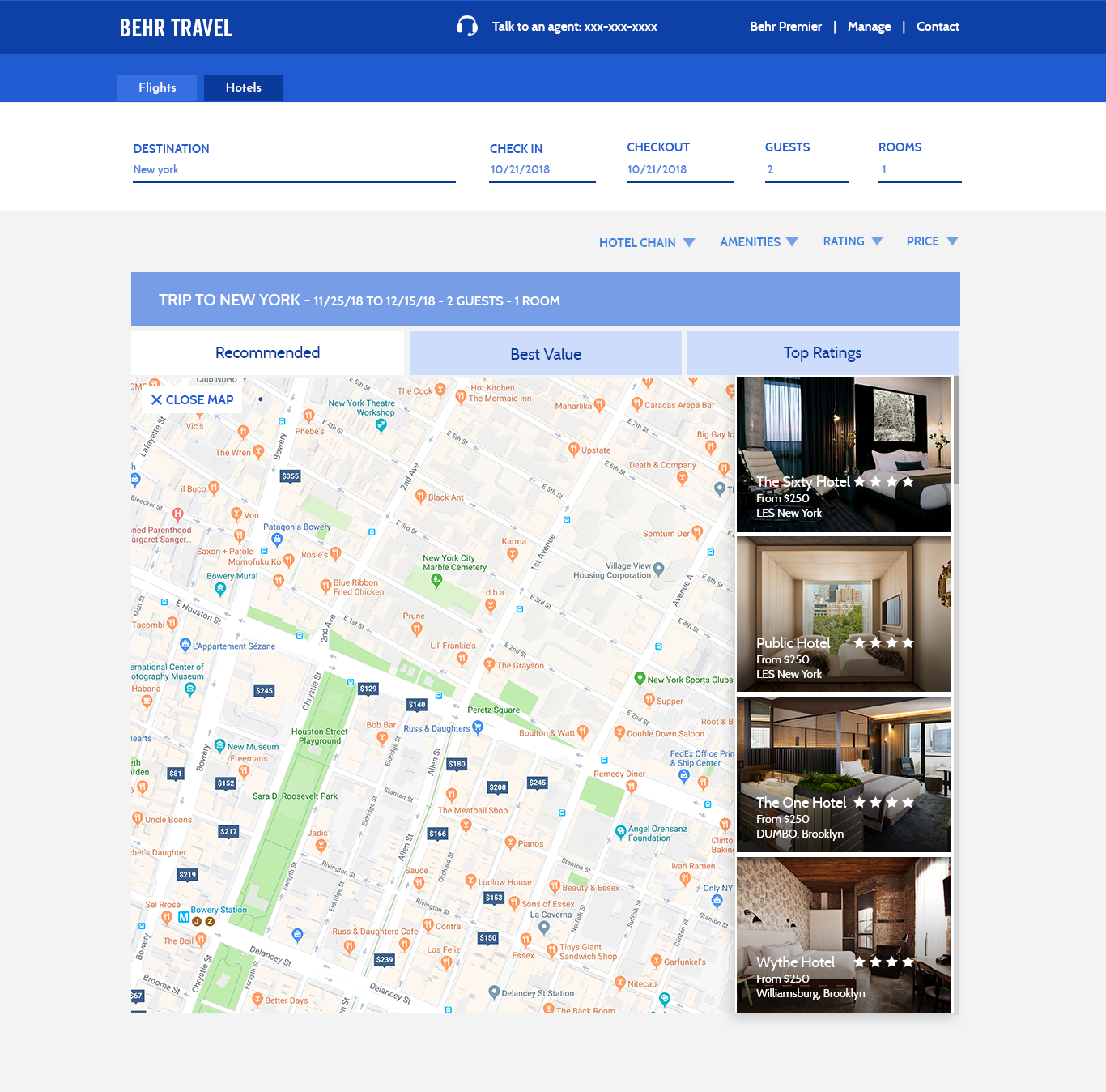 Hotels Map Result Page