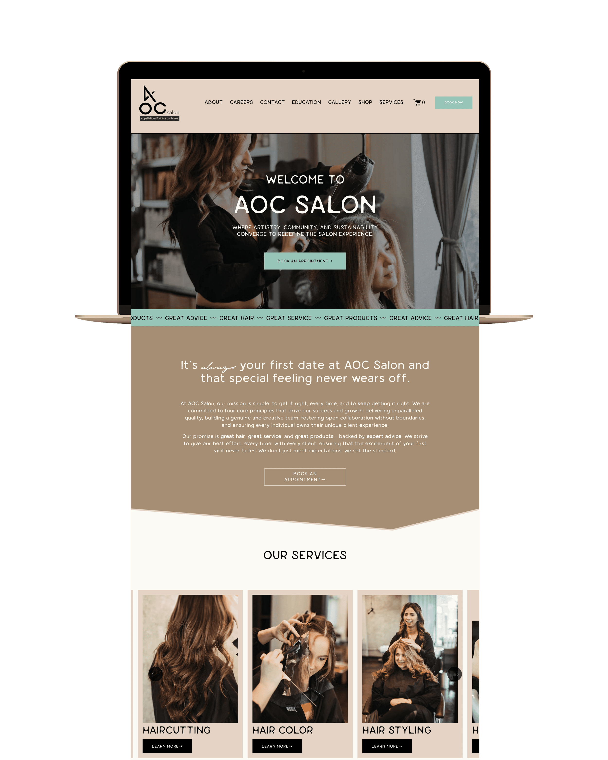 AOC Salon website home page