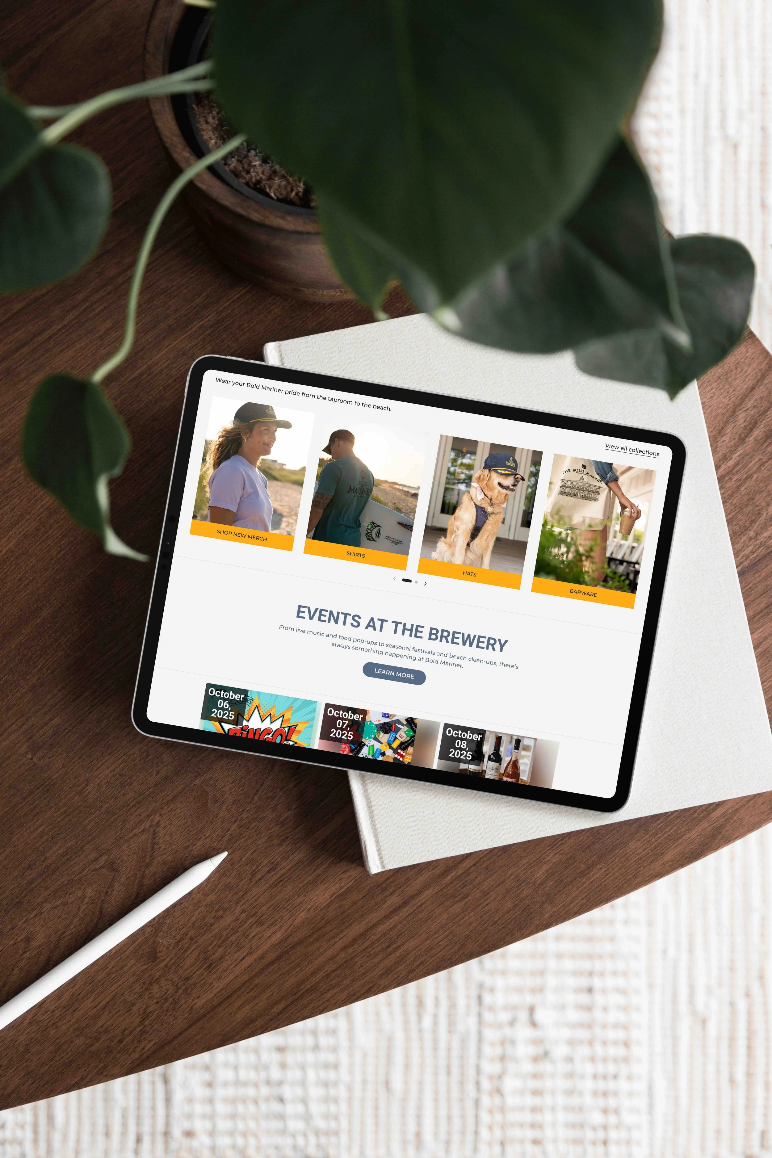 ipad mockup of The Bold Mariner Brewery website