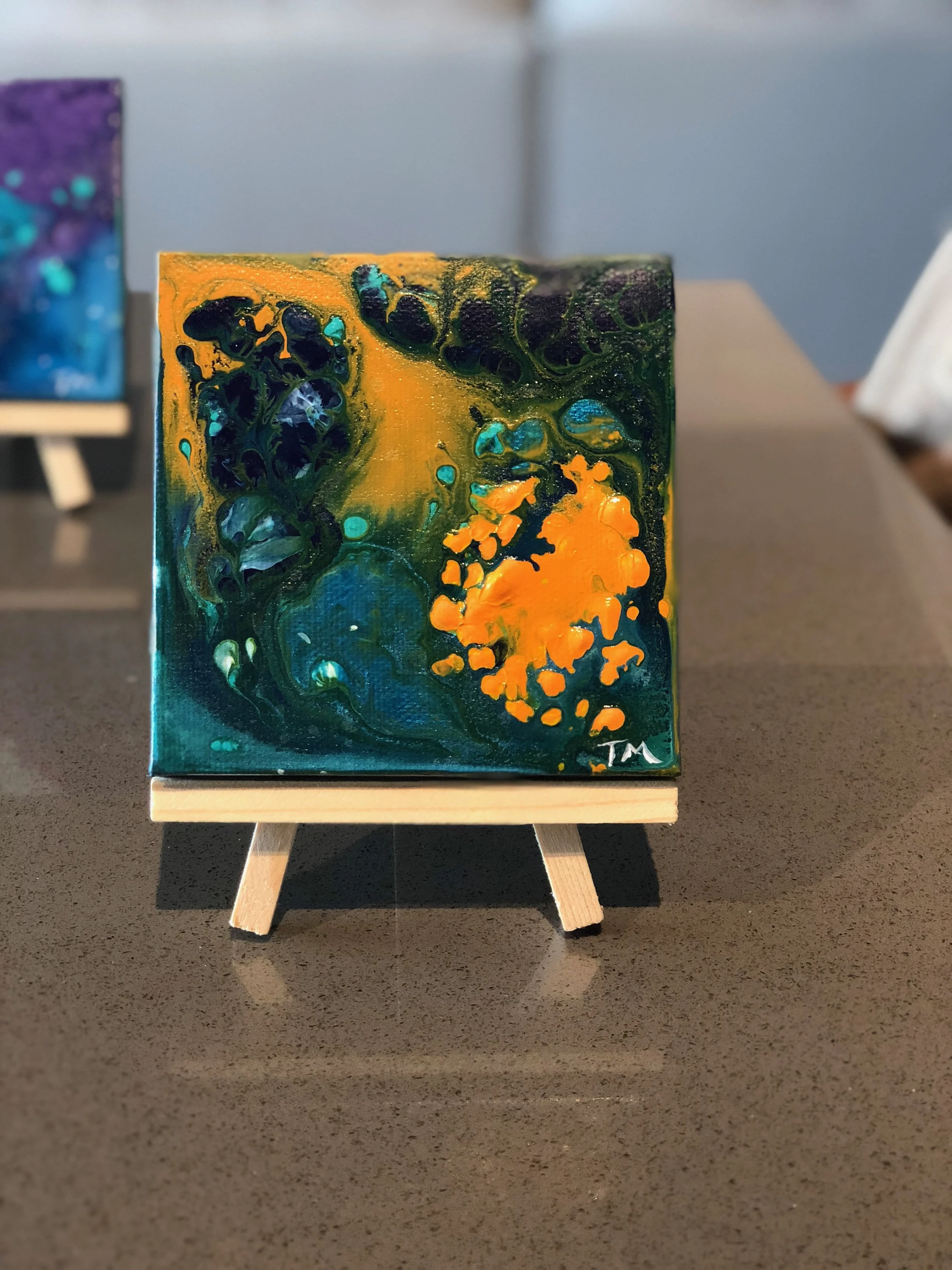 Mini Abstracts - Made to Order - 4" x 4" w/ Easel