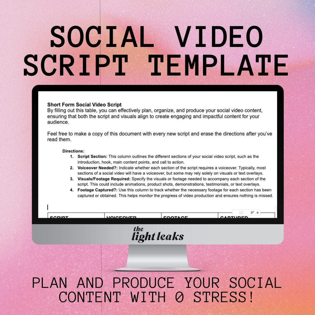 FREE SOCIAL VIDEO TEMPLATE⁠
⁠
Do you want to plan your social content more proactively? Do you ever forget what you want to say or show on screen?⁠
⁠
Ditch all of the worries and download our FREE social video script template. With this template, you