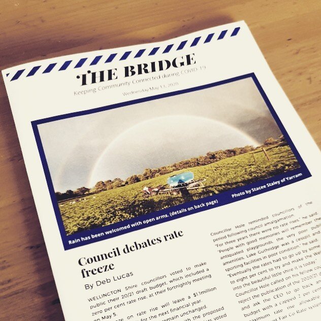 The fortnightly Bridge will be in various locations tomorrow.  Let us know what you think - 12 pages of news. No ads and nothing about Leongatha.
Thanks to @eldersrealestateyarram for printing this edition. Words by @deblucasjournalist and layout by 