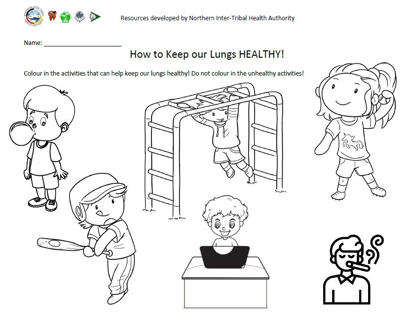Healthy Lungs Colouring Page