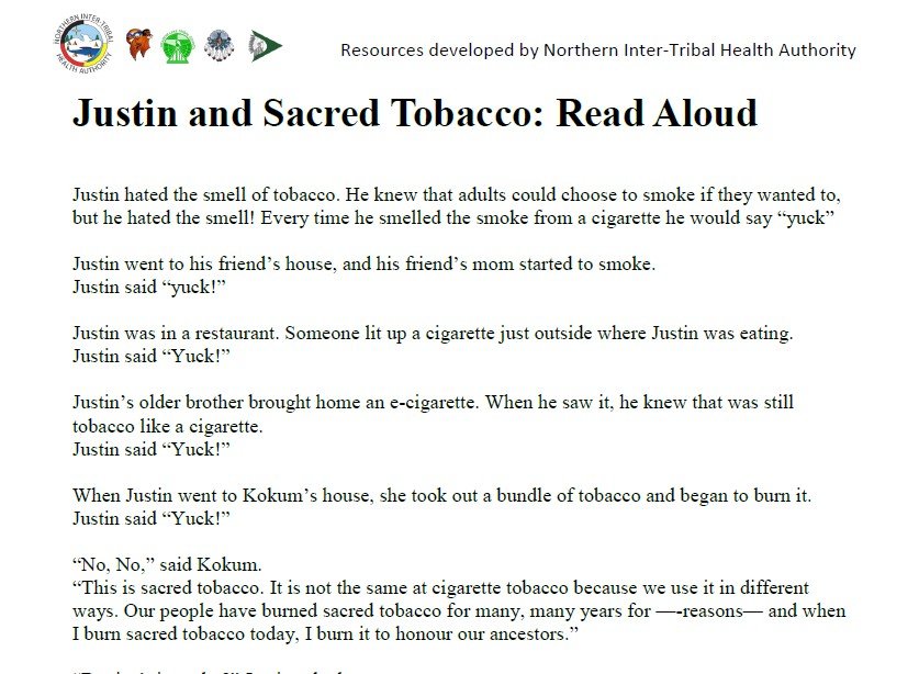 Justin &amp; Sacred Tobacco - Read Aloud Activity
