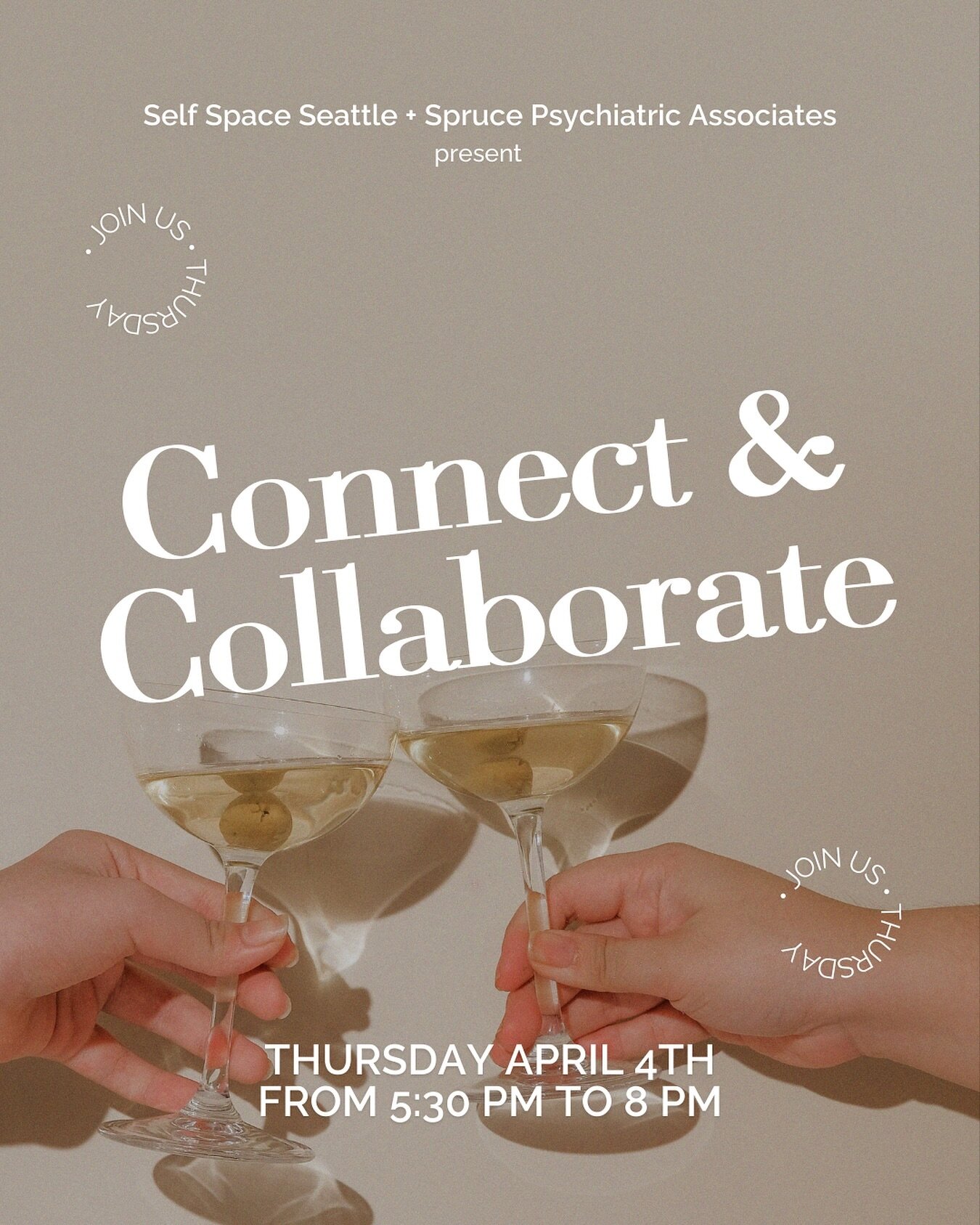 We cannot wait for this Thursday&rsquo;s Connect and Collaborate happy hour with @sprucepsychiatric

This is an incredible opportunity for healthcare professionals to gather and build relationships that help facilitate trusted referrals. We are honor