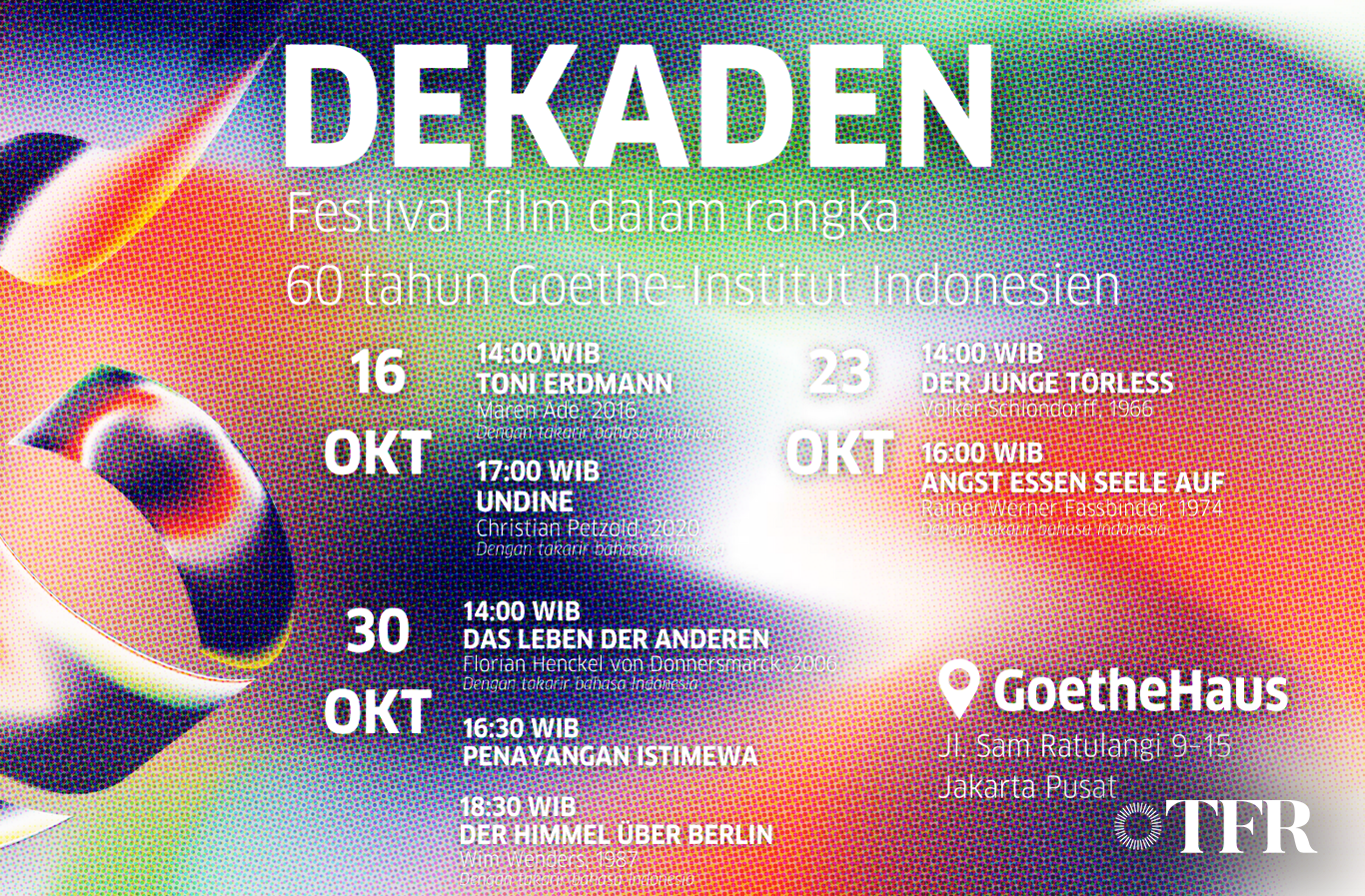 Tujuh film asal Jerman akan diputar dalam Festival Film “DEKADEN”
