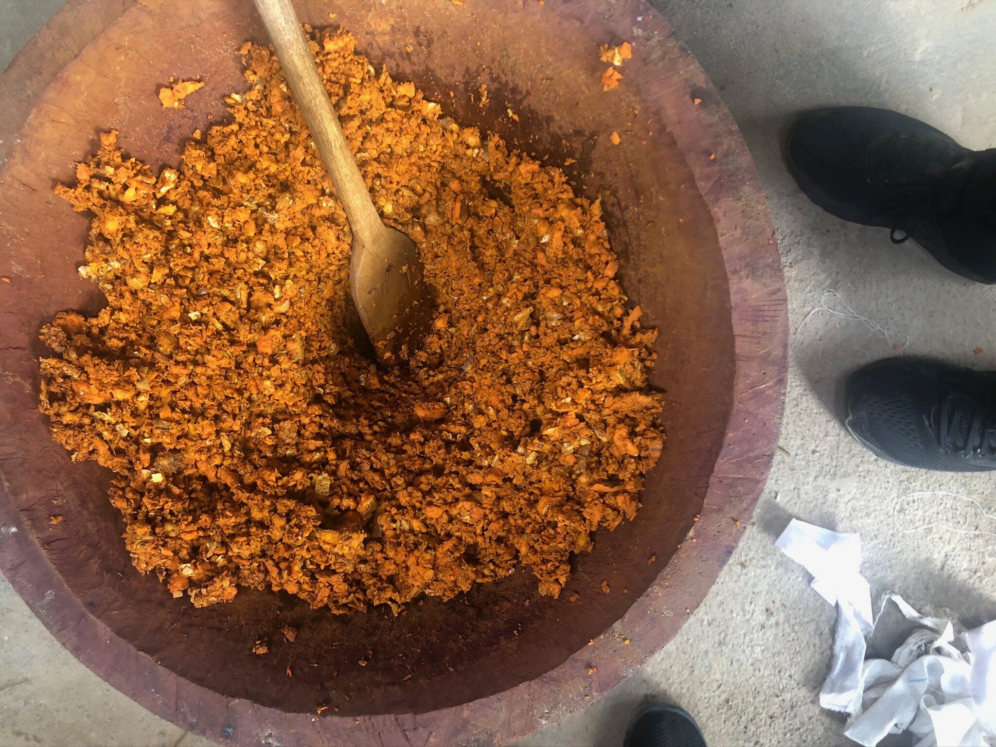 Turmeric for dyeing, Assam, February 2020.jpg