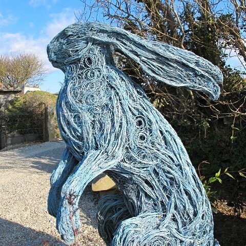 Hullo blue sky. Hullo shadows. Hullo hullo said the blue hare, as he waited to meet Fridays birthday girl. Birthday party house party. Beds to make, concrete to polish. Storm spread twigs to gather. Yes we&rsquo;ll pull the hare out of the hat.... .
