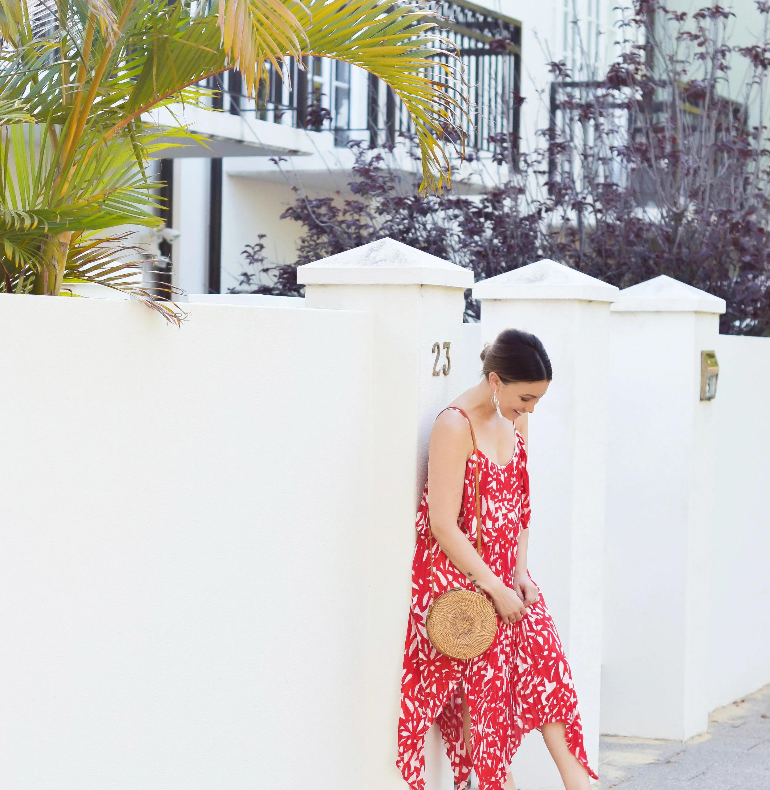Dilemmas Maxi Dress | Summer Nights Rattan Bag | Daisy Earrings from Ilyas Honey Jewellery | Dakota Heels