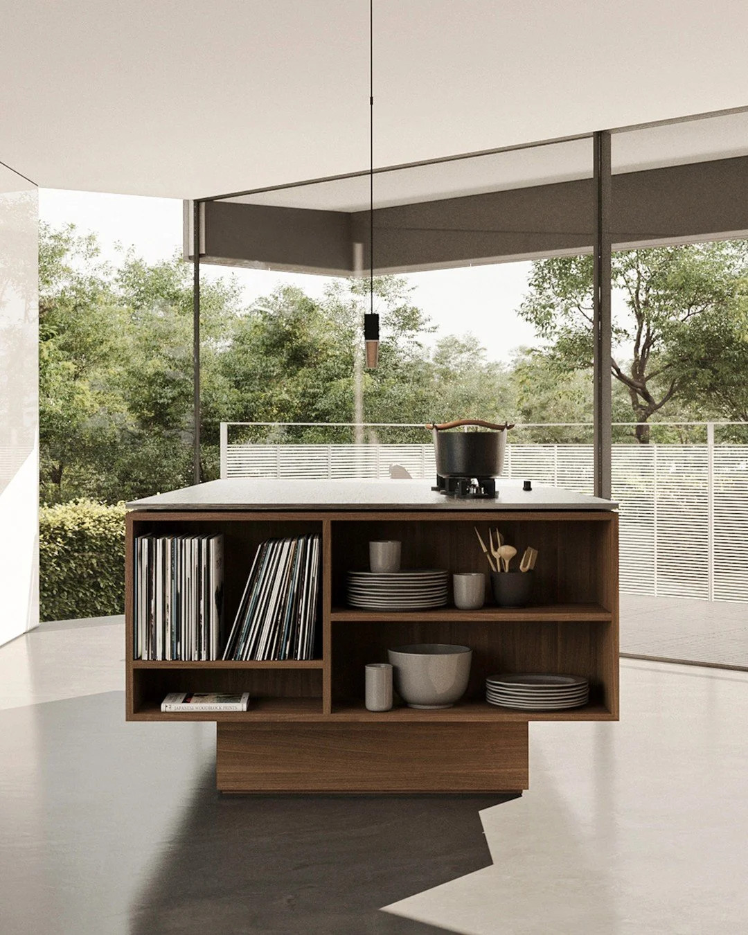 The new hearth. Suspended in space, the kitchen island becomes a new place of gathering. Hardwood and stainless steel bring warmth and precision into balance, set against the calm presence of the landscape beyond.

#FalsterboHouseHH #KitchenDesign #A