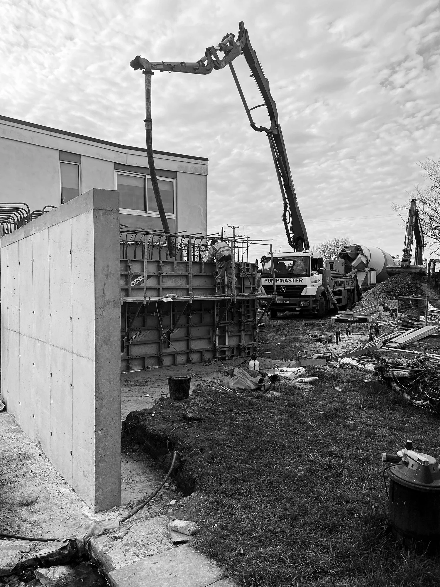 Falsterbo house refurbishment starts on site, construction of ground floor walls.