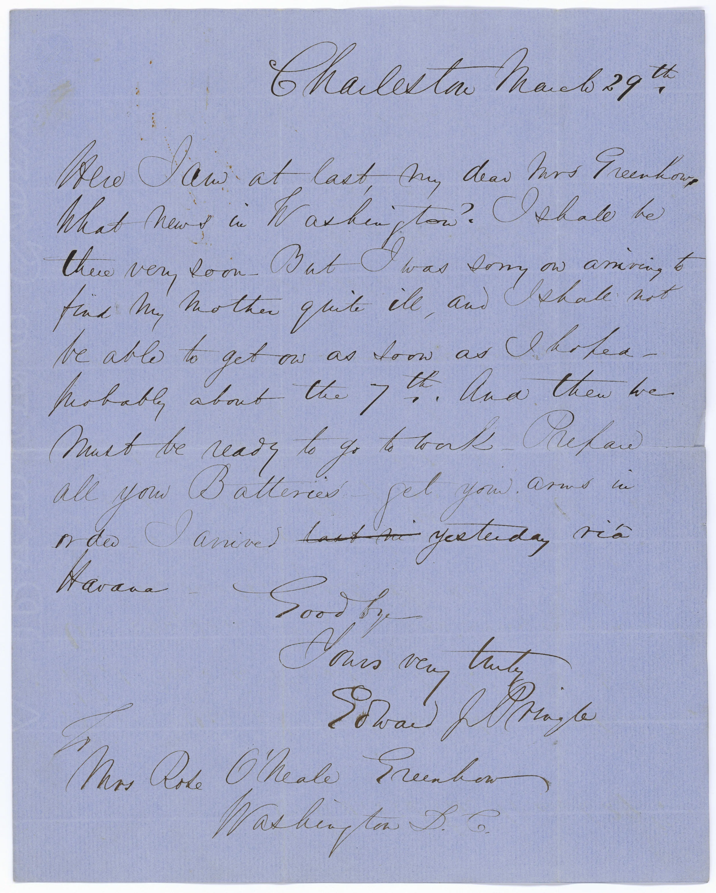  Here’s one of the MANY letter that Rose got from men saying they’d be over to see her shortly…and were VERY MUCH looking forward to it.   Courtesy of The Library of Congress  