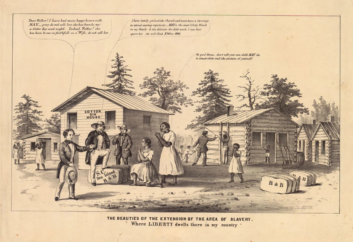  The issue of whether or not to admit new states as “slave” or “free” caused quite a stir in America, and increased tensions between North and South. In Kansas, it erupted into fights infamously known as “Bloody Kansas.”   Courtesy of the American An
