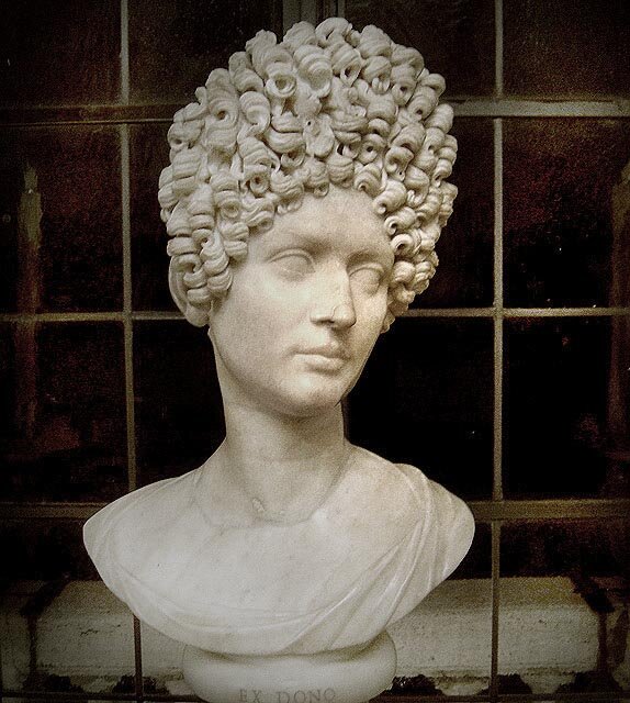 Portrait bust of a young woman from 80—90 CE. Palazzo Nuovo, Hall of the Emperors
