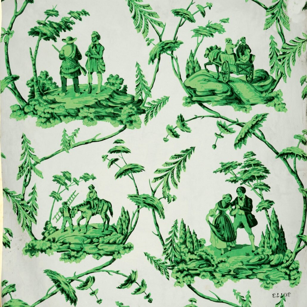 This green wallpaper how's just how bright and alluring these mercury-laden greens could be. Courtesy of The National Archives, Kew.