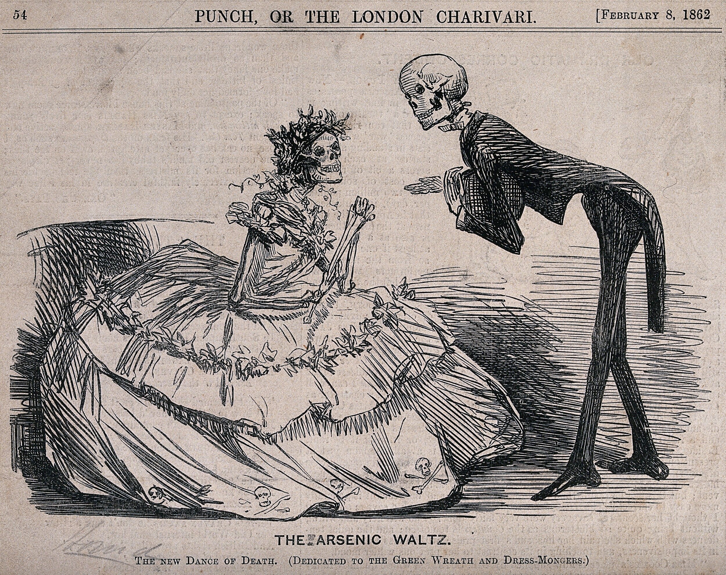 Of course, the deadly nature of such materials was blown up in the press. "The Dance of Death," from Punch, courtesy of the Wellcome Collection