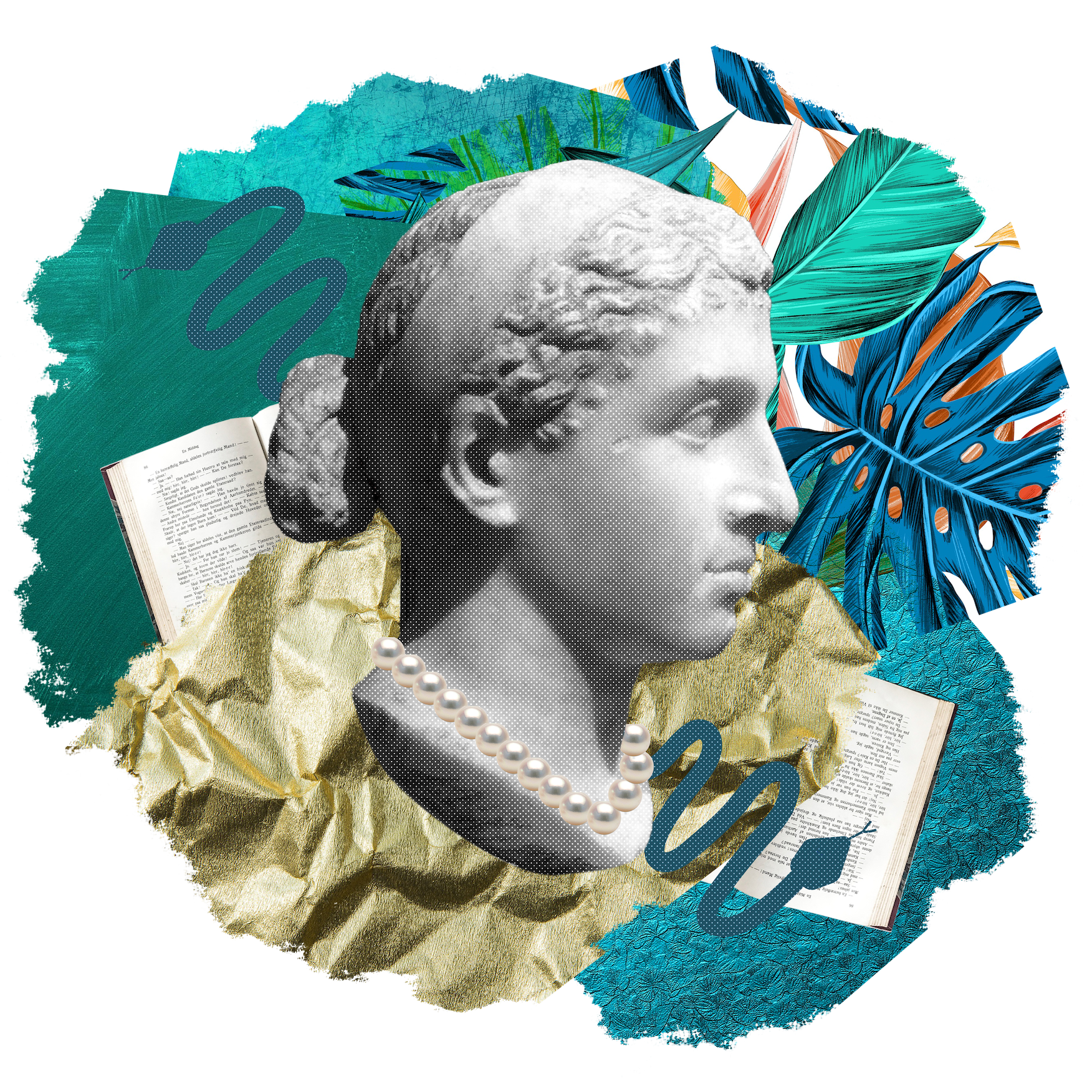 This is my little image to Cleopatra, which you can get on greeting cards or as a wall hanging in my Etsy shop. The pictured marble bust of Cleopatra comes from the Altes Museum Berlin.