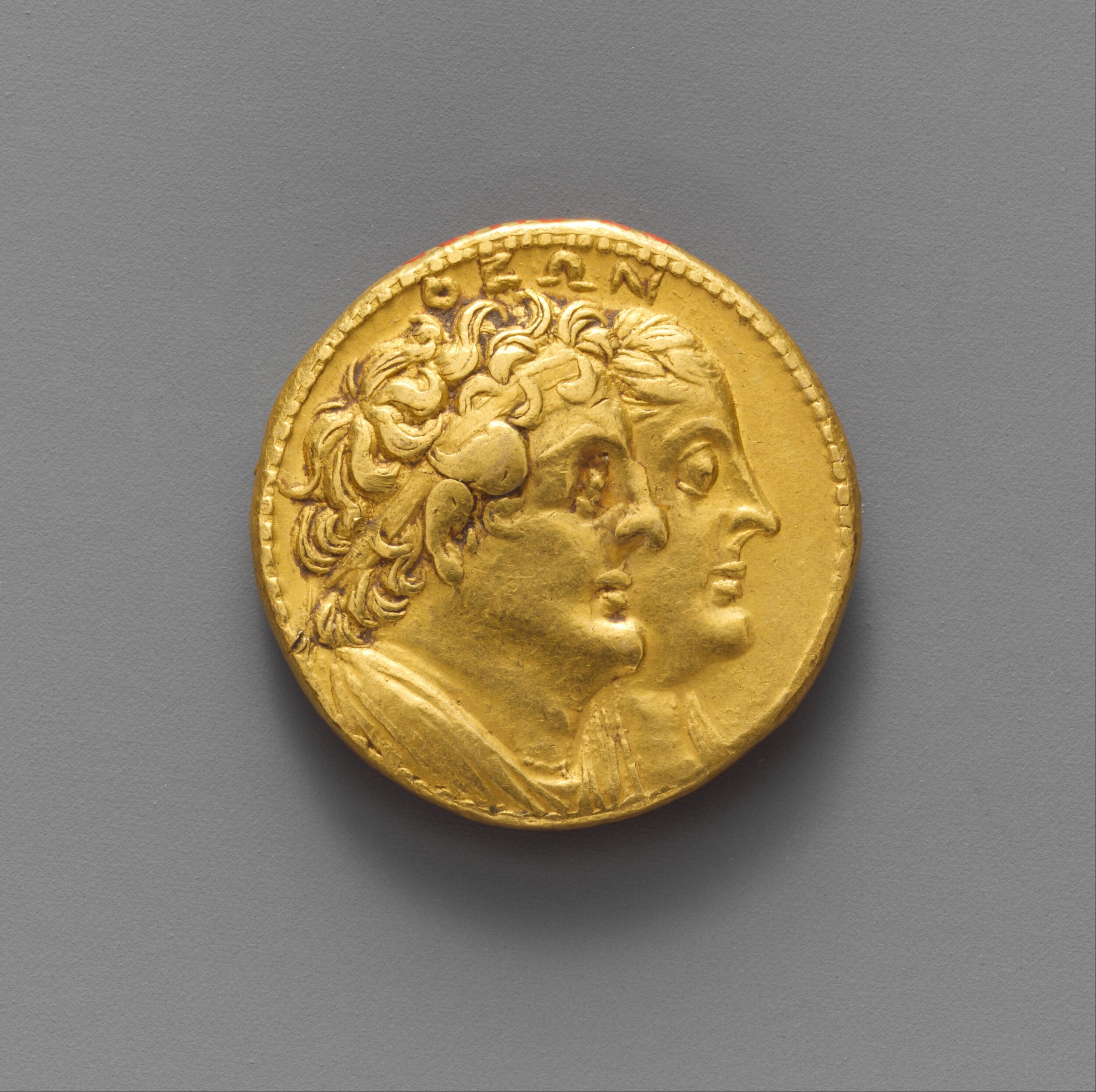 A coin featuring Arsinoe and her brother-husband Ptolemy II.
