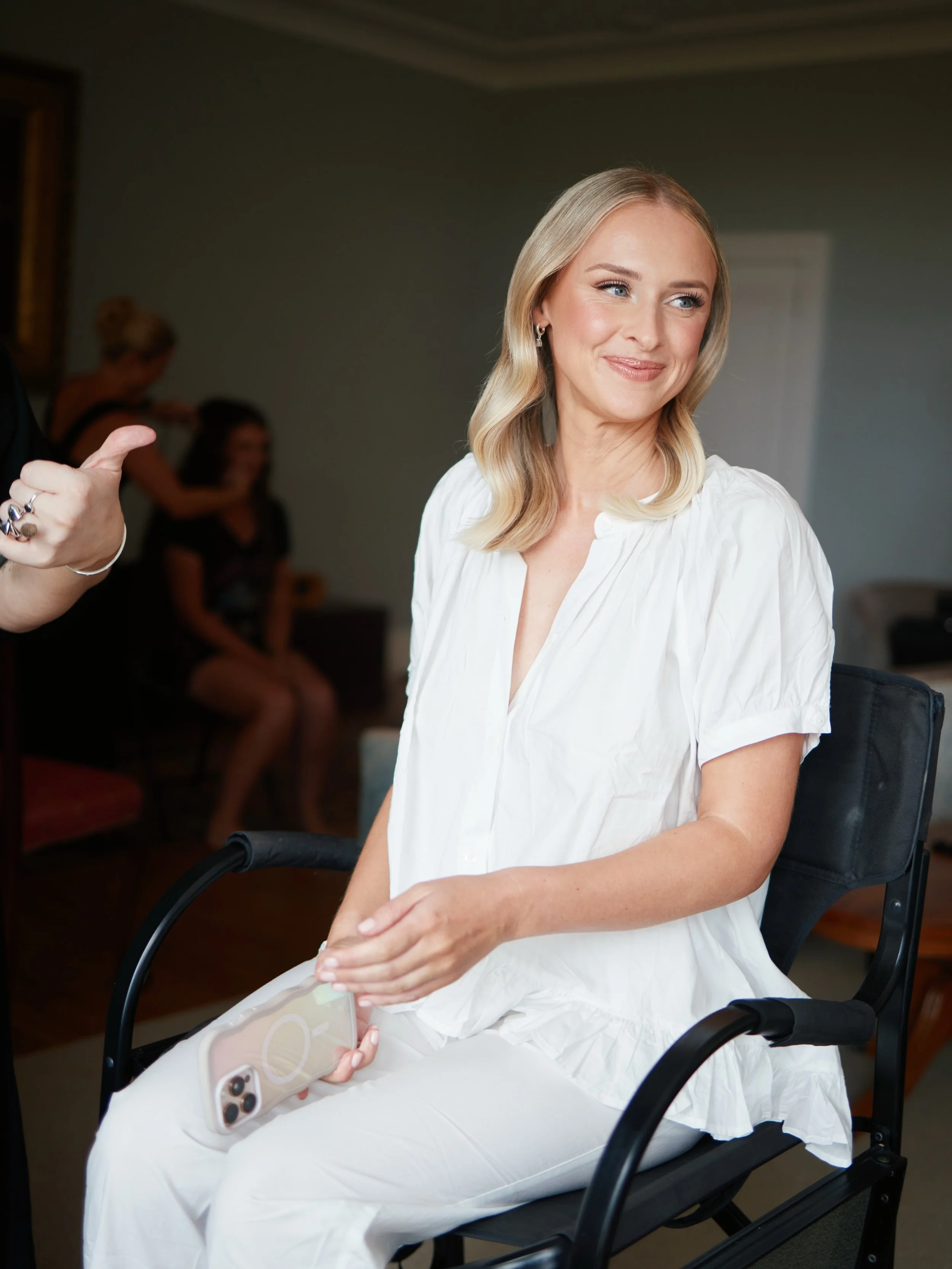 My thumb 🤣🤣
I remember exactly what I was saying when this photo was taken of my beautiful Cush! 
&ldquo;That&rsquo;s blarrrdi noice&rdquo; 
Suppppper chuffed with how her bridal makeup turned out! It&rsquo;s always so nerve wracking doing another 