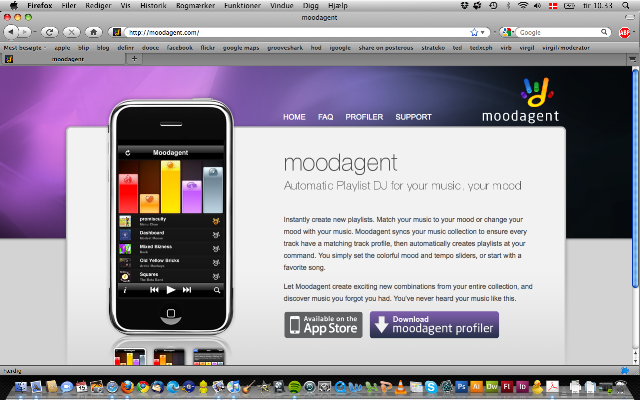Moodagent
Det er sgu ikke uden en vis entusiasme og stolthed at jeg kan se Moodagent
blive accepteret i Apples App Store .
Jeg arbejdede i sommer som konsulent for Syntonetic, der har bygget Moodagent;
mest med deres ordunivers og tidlig ux-sketching.
Det Moodagent kan, kan ingen anden musikservice:
Anbefale musik baseret på sindsstemninger.
Syntonetic rummer den fedeste flok dejlige musiknørder og jeg ønsker
virkelig at de får succes med Moodagent.
Hvis du har en iPhone, så tjek Moodagent ud nu ( det er gratis pt! )
Yay!