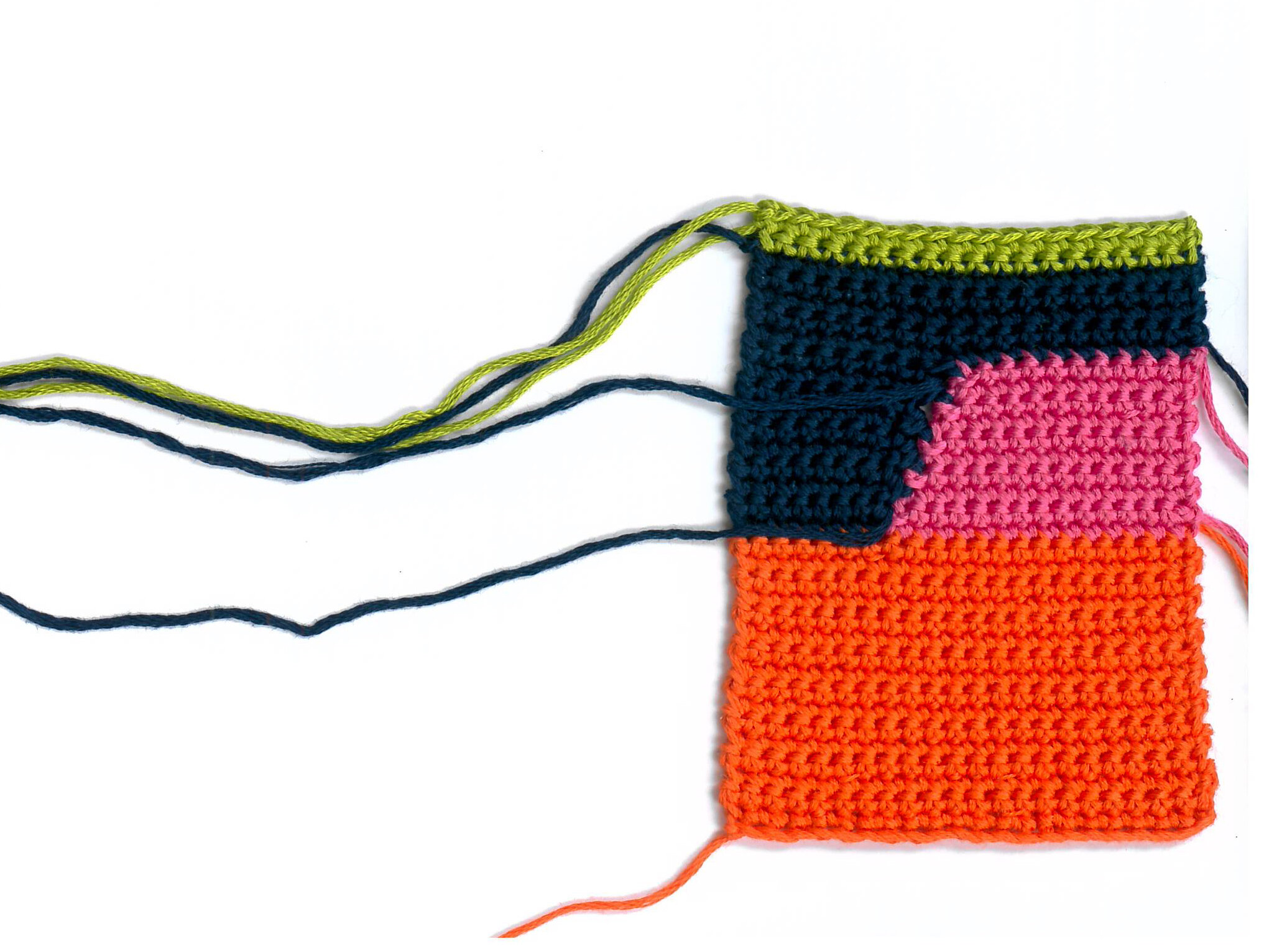  Colour block crochet sample for a special project 