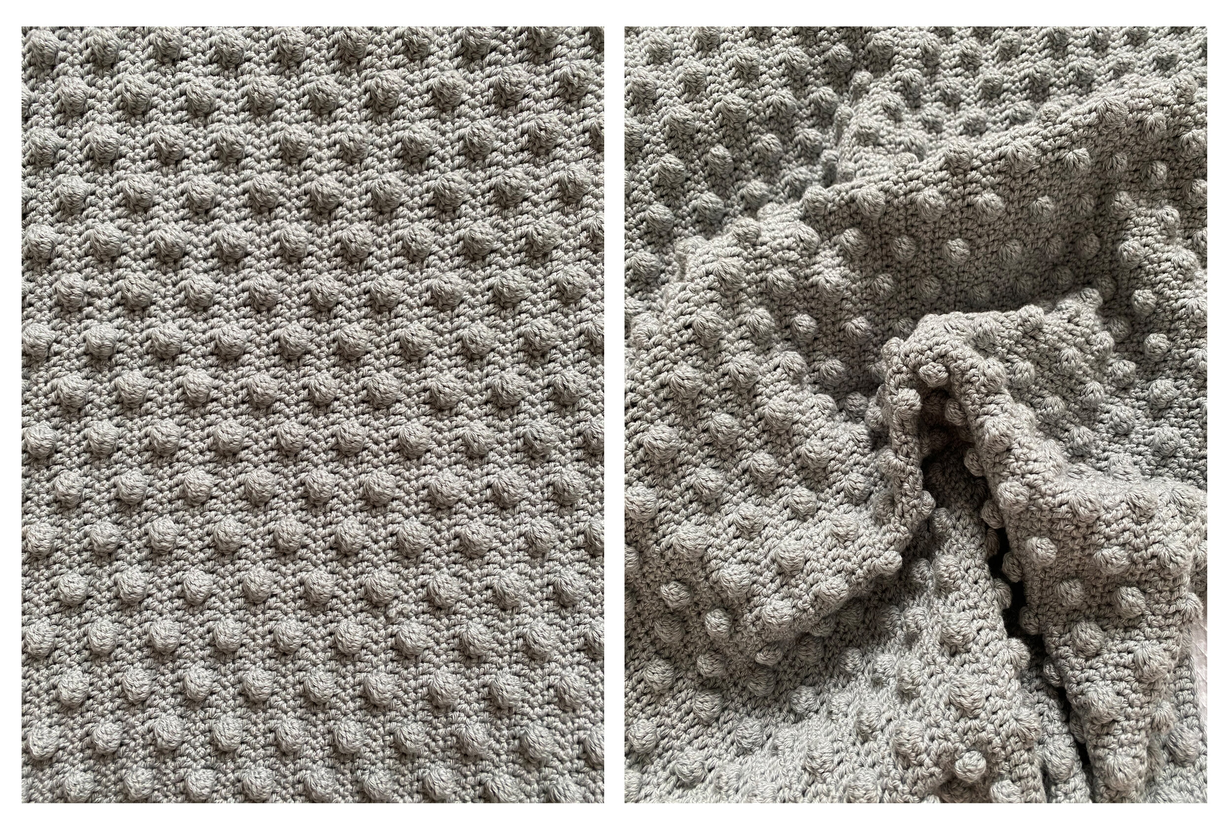  Crochet bobble stitch baby blanket in cotton merino blend 