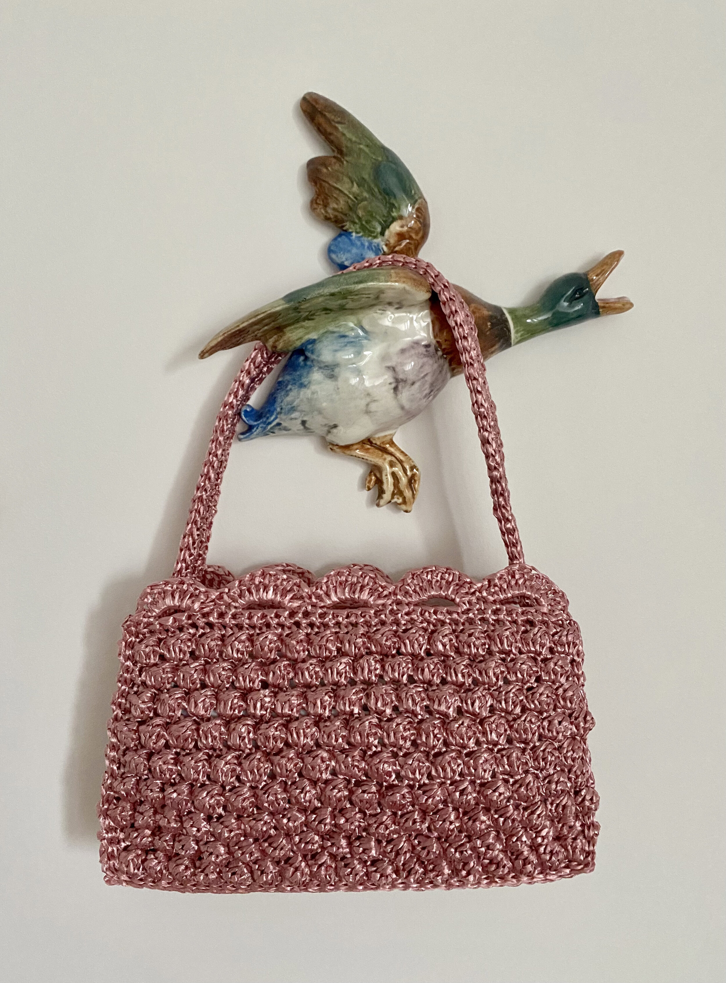  Shiny rafia bobble stitch crochet bag 