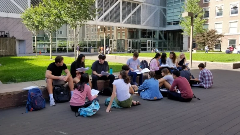 Frontiers of Science students from my afternoon session discussing their scientific articles in different groups. @Columbia Campus somewhere between Pupin Hall and Northwest Corner Building.