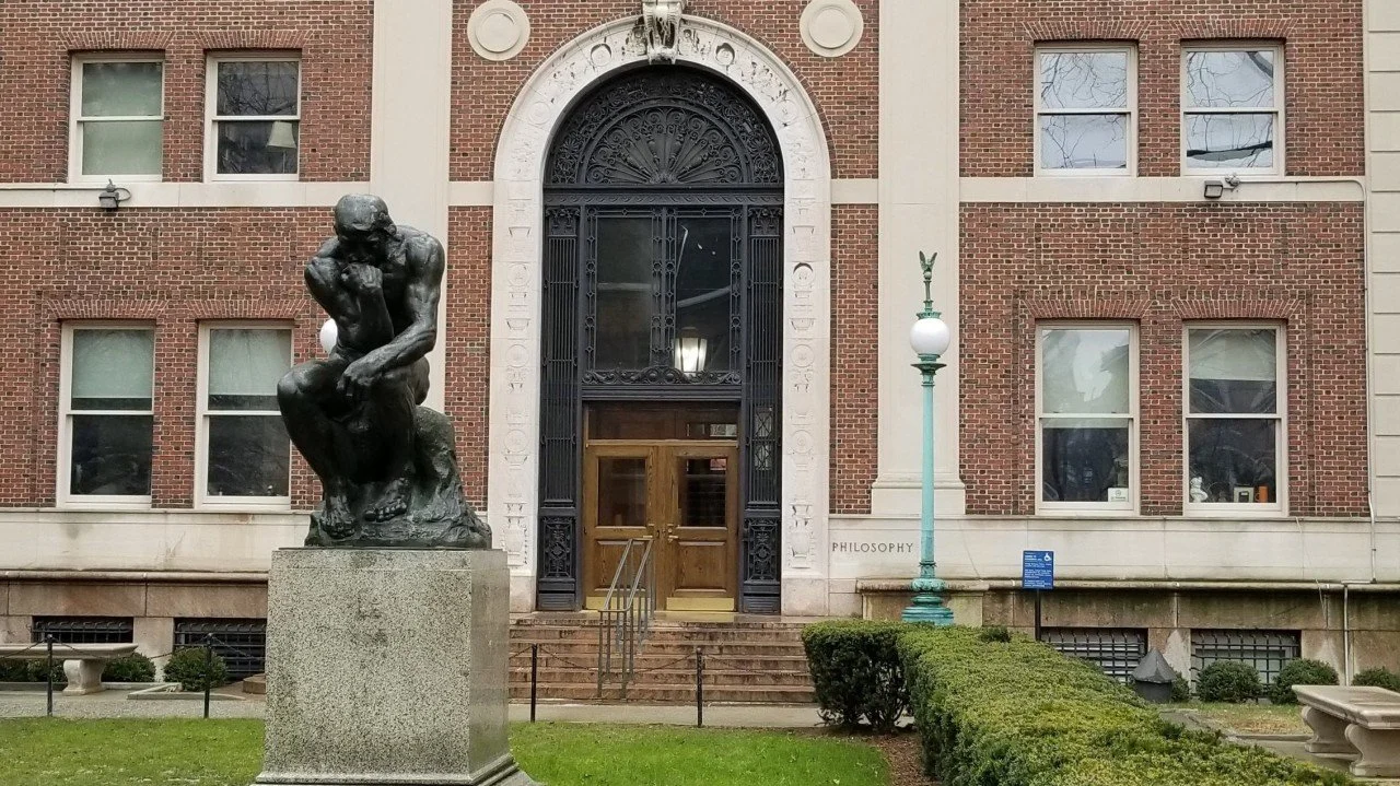 "Think" statue in front of the Philosophy Department at Columbia University
