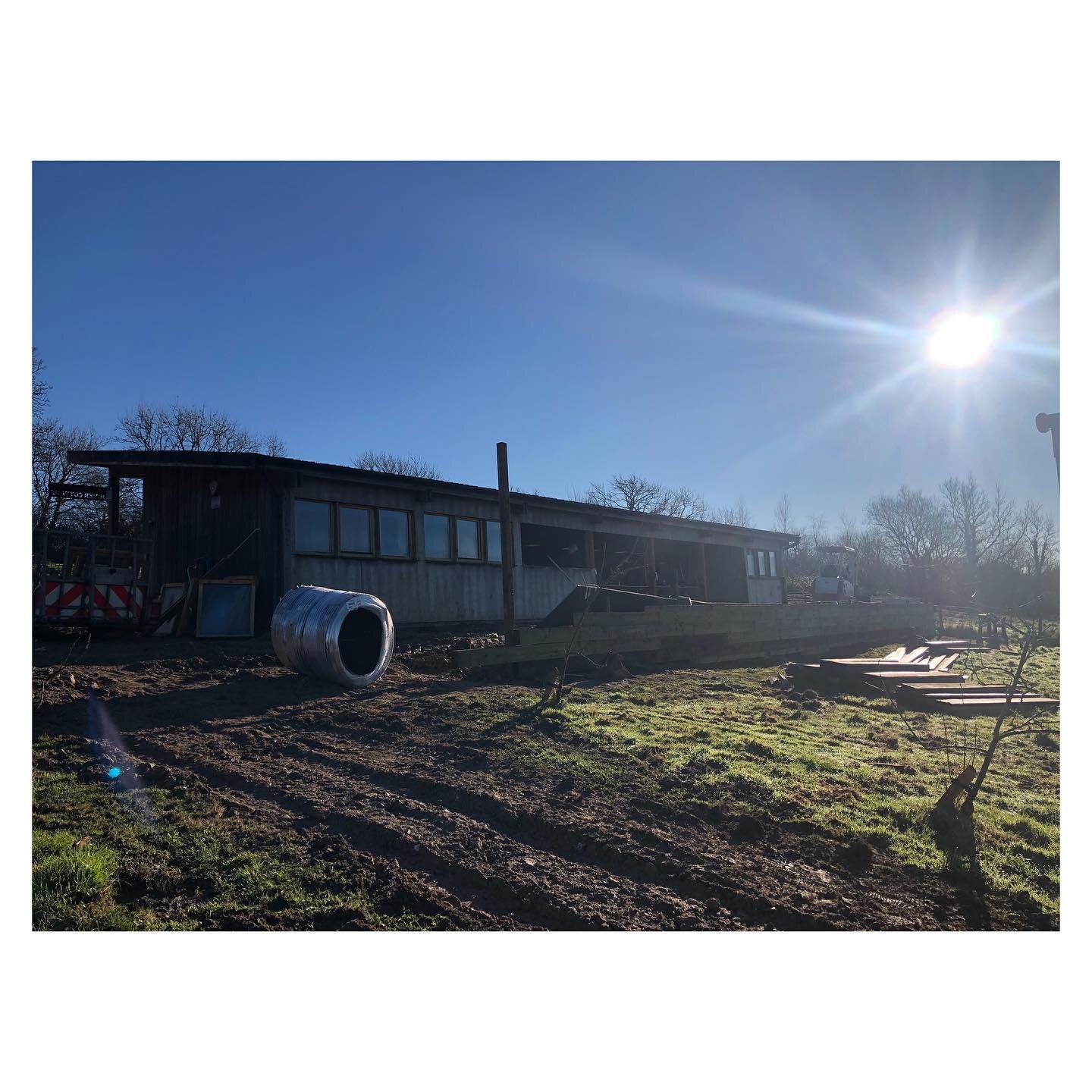 On site. Work has started @rivercottagehq converting the office building to a caf&eacute;. The outside seating area is being formed as are the new openings for @monocleofsherborne to fill with glass in a few weeks time. The size of the contractor&rsq
