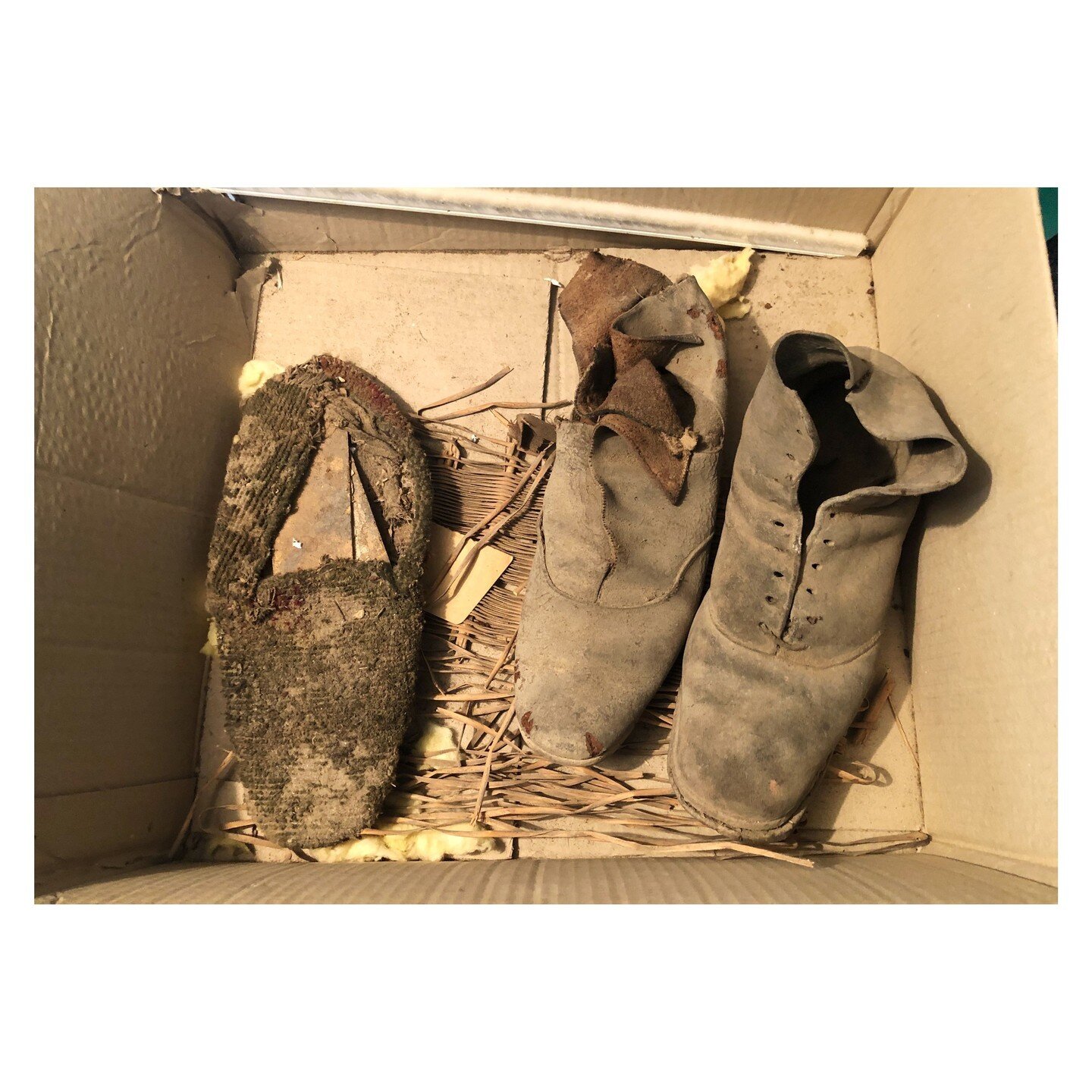 On Site find part 1: Apparently, shoes are the most common apotropaics (meaning 'turning evil away'). So the theory goes, a malevolent spirit would enter the shoe and become trapped there. It seems shoes were chosen as they take on the shape of their