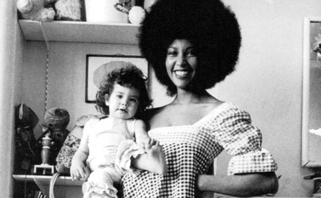 Marsha Hunt and baby Karis Jagger, 1971.