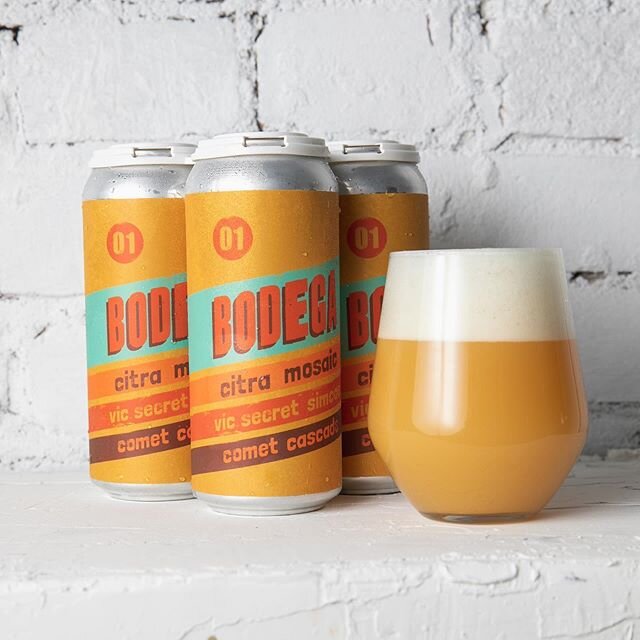 🔶CAN RELEASE🔶
.
BODEGA 01 | DIPA 8.5%
.
The concept of BODEGA was to have a DIPA with a rotating blend of hops with very different flavor profiles. The first of the series features Citra, Mosaic, Vic Secret, Simcoe, Comet and Cascade dry hopped at 