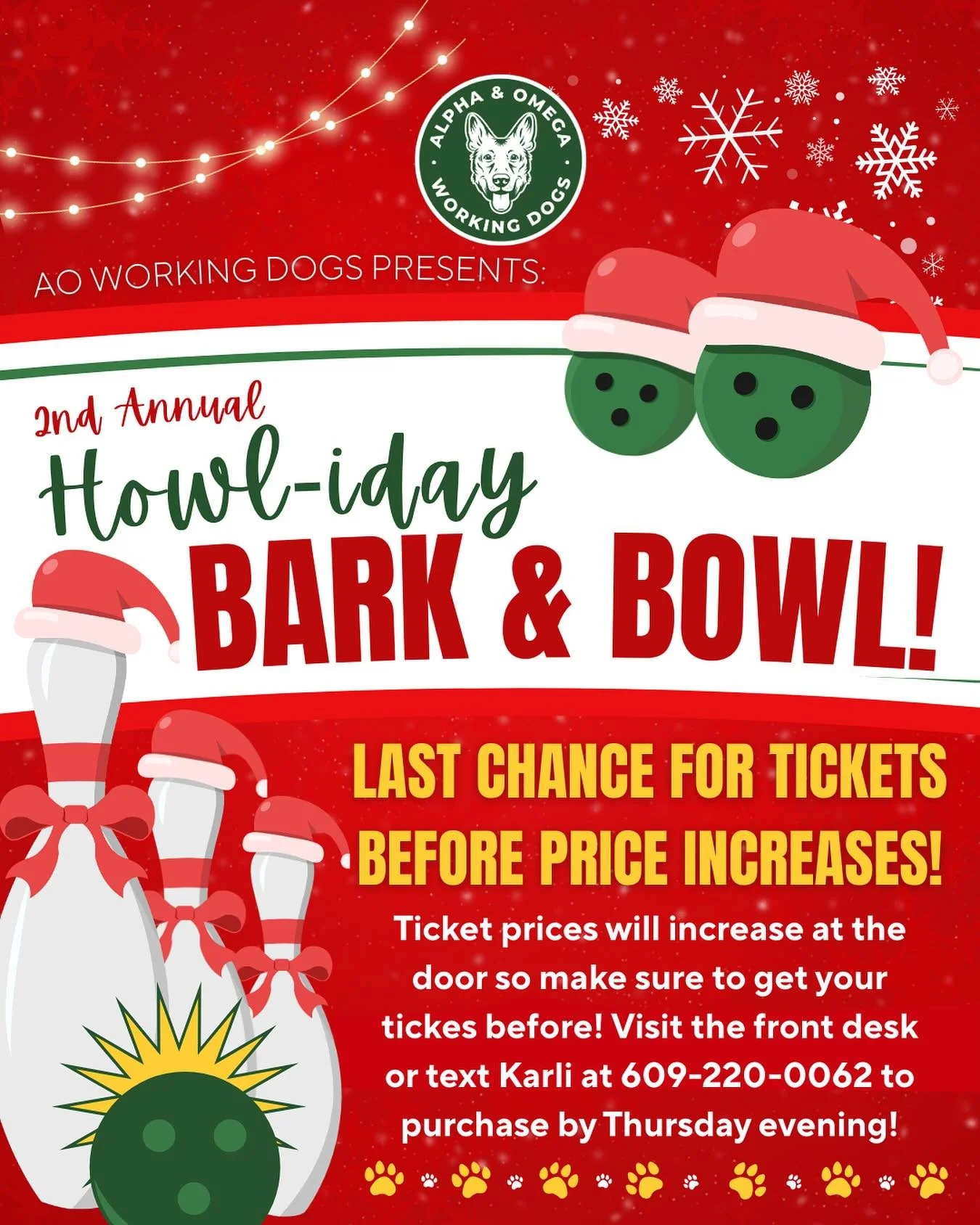 🚨 Last Chance! Get Your Bark &amp; Bowl Tickets NOW! 🎟️🤩

The Bark &amp; Bowl is just 4 days away! Don&rsquo;t miss out on the fun&mdash;this is your final opportunity to purchase your tickets before the price increase!

The deadline to secure you