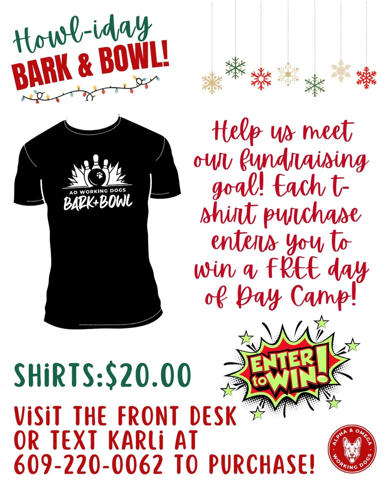 AO Fam- Help us reach our fundraising goal for our Bark &amp; Bowl honorees! 🐾🎳

We&rsquo;re still raising money through Monday, 12/22, and there&rsquo;s time to help! 💚

Purchase one of our LIMITED EDITION Bark &amp; Bowl tees 👕 for $20 and you&