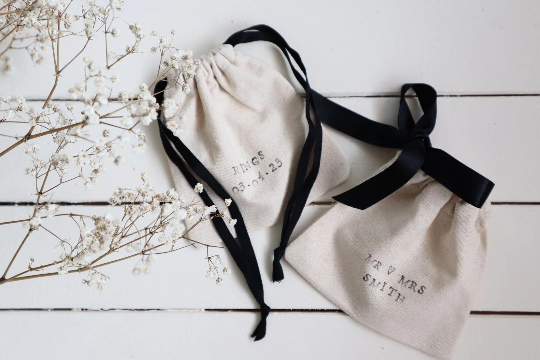 Mini Organic Cotton pouch Ring Bearer Personalised pouch Gift