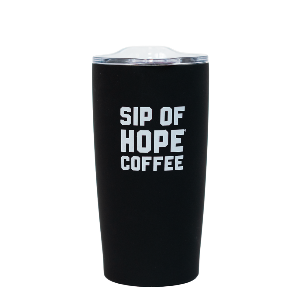 18 oz - Black Travel Tumbler with Lid — Sip of Hope Coffee
